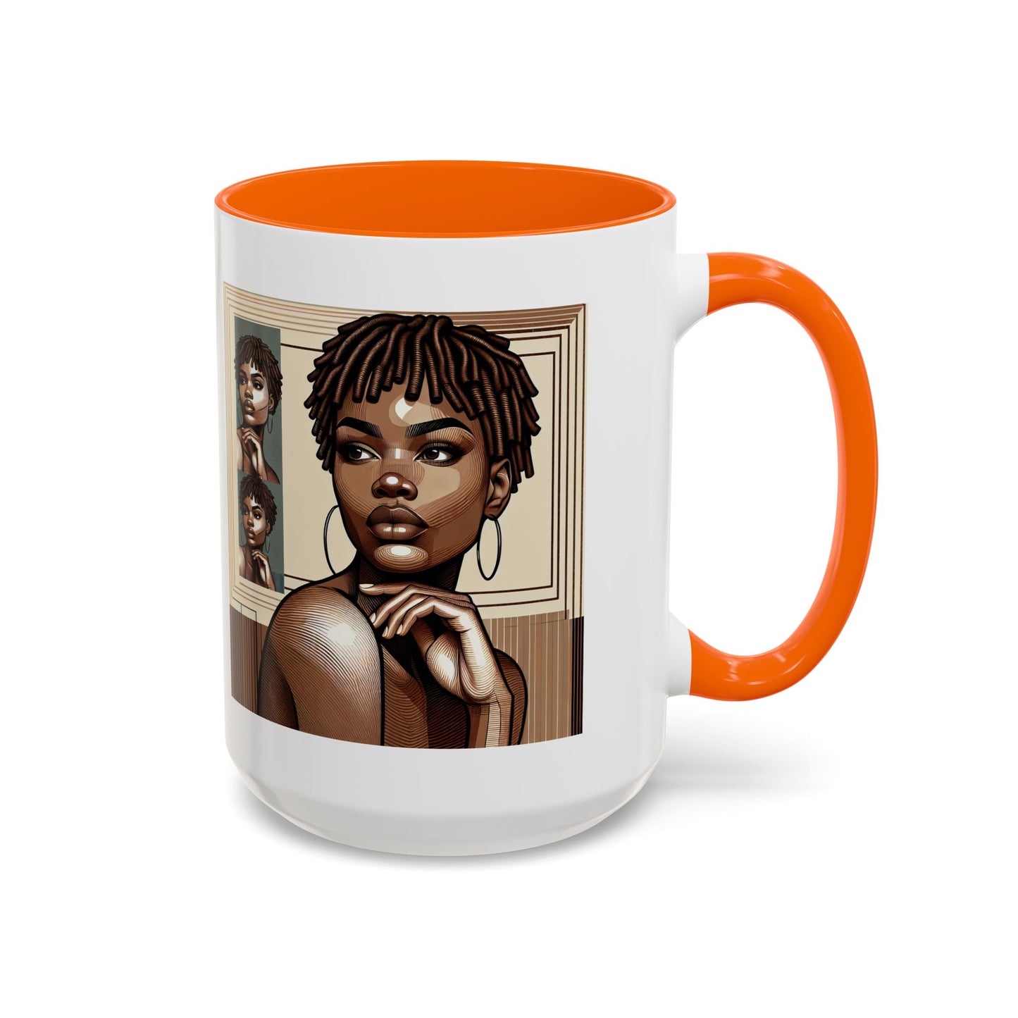 Elegant Art Coffee Mug, Unique Mug Gift, Black Girl Coffee Cup, Afrocentric Accent Mug