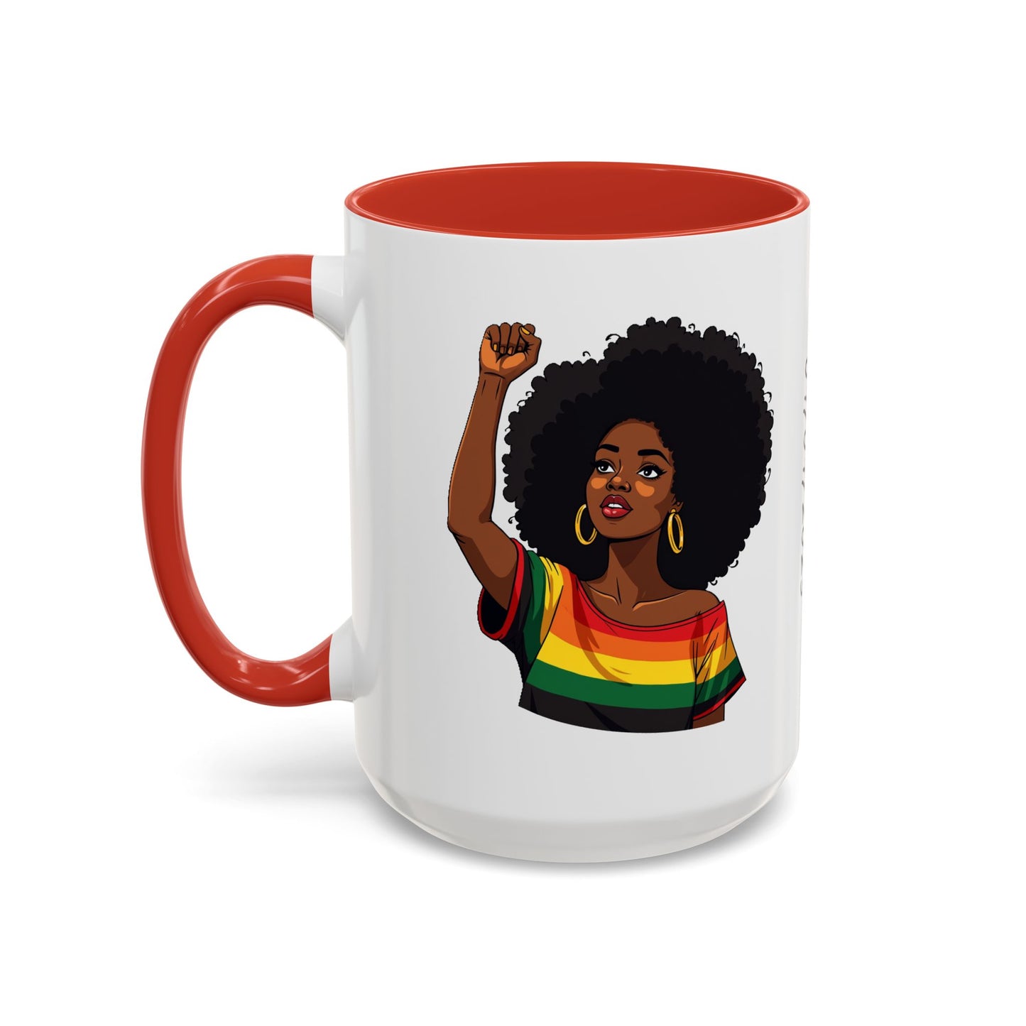 Empowered Black Woman Personalized Coffee Mug. Afro Hair Black American African Girl