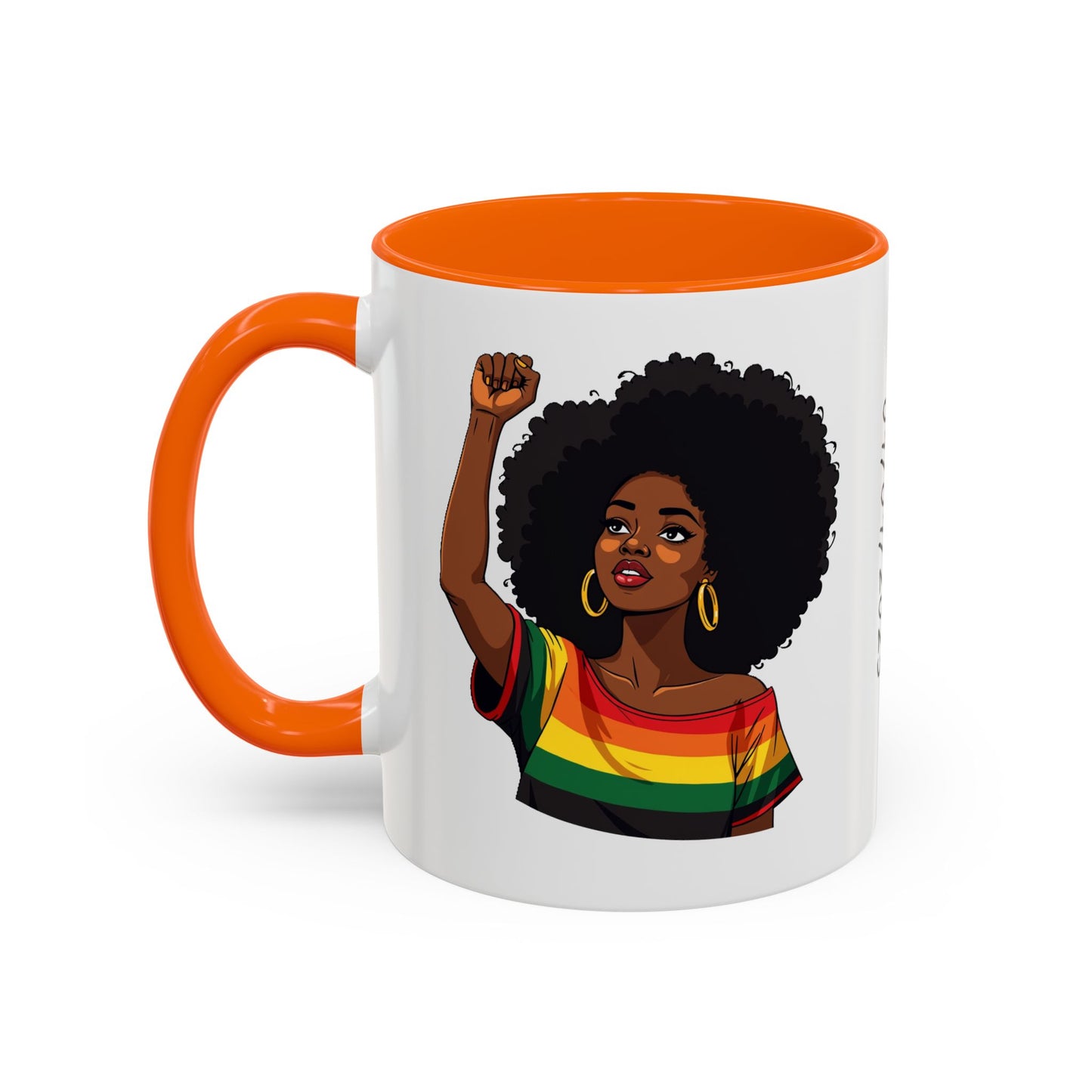 Empowered Black Woman Personalized Coffee Mug. Afro Hair Black American African Girl