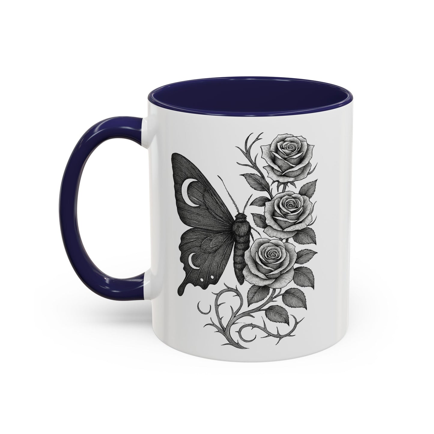 Elegant Floral Butterfly Mug. Black & White Coffee Cup. Home Decor, Gift for Her, Cater to Plant Lovers, Birthday, Everyday Use