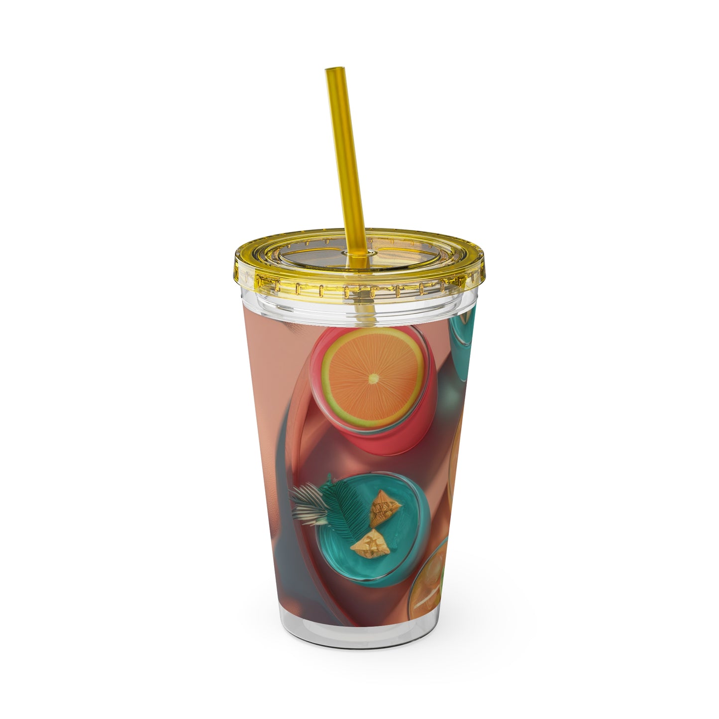 Colorful Sunsplash Tumbler with Straw, Drinkware for Summer, Travel Mug, Gift for Beach Lovers, Reusable Cup, Hydration Essential