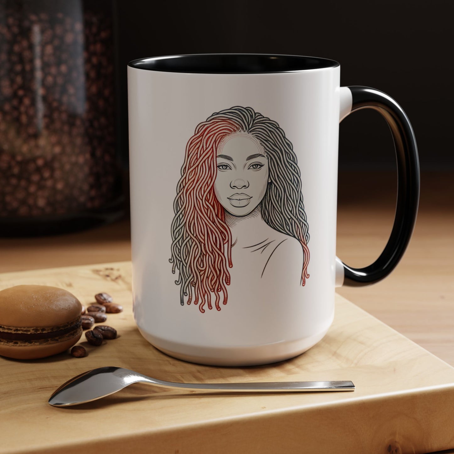 Artistic Accent Coffee Mug. Afrocentric Gift Afro Hair Black American African Girl