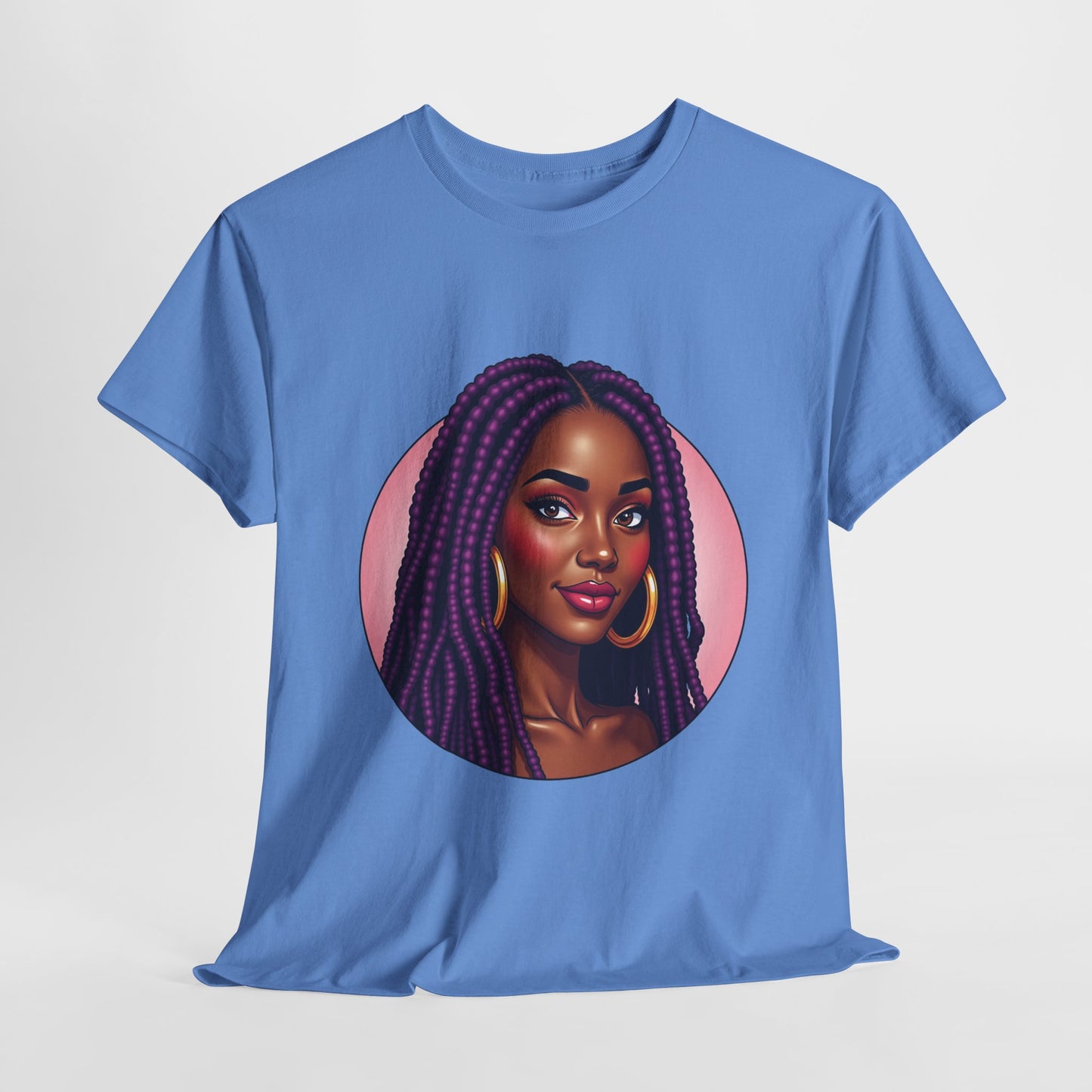 Purple Beauty T-Shirt Casual Wear Gift for Locs Lovers Afro Hair Black American African Girl T-shirt