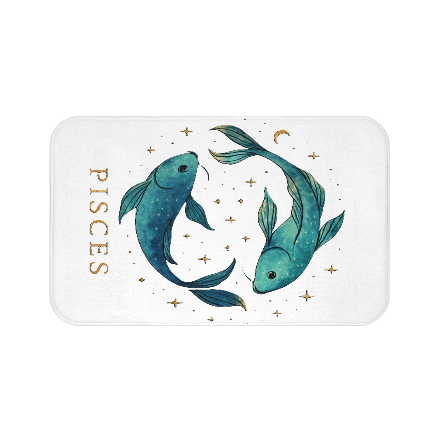 Pisces Bathmat, Zodiac Bathroom Decor, Astrology Home Accessory, Cozy Mat Gift, Fish Design Bathroom Rug
