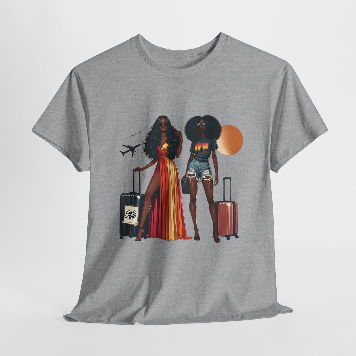 Wheels Up Heels On Travel Vibes Casual Wear Gift for Locs Lovers Afro Hair Black American African Girl T-shirt