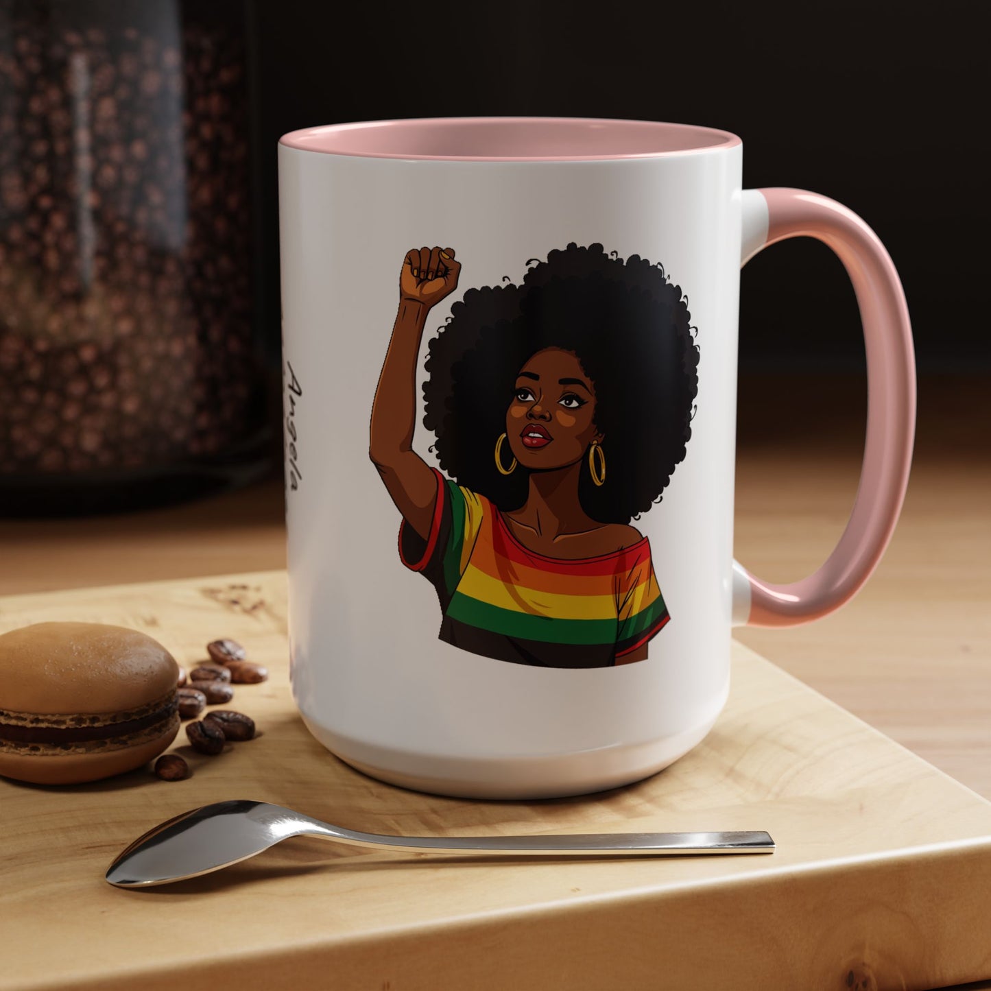 Empowered Black Woman Personalized Coffee Mug. Afro Hair Black American African Girl
