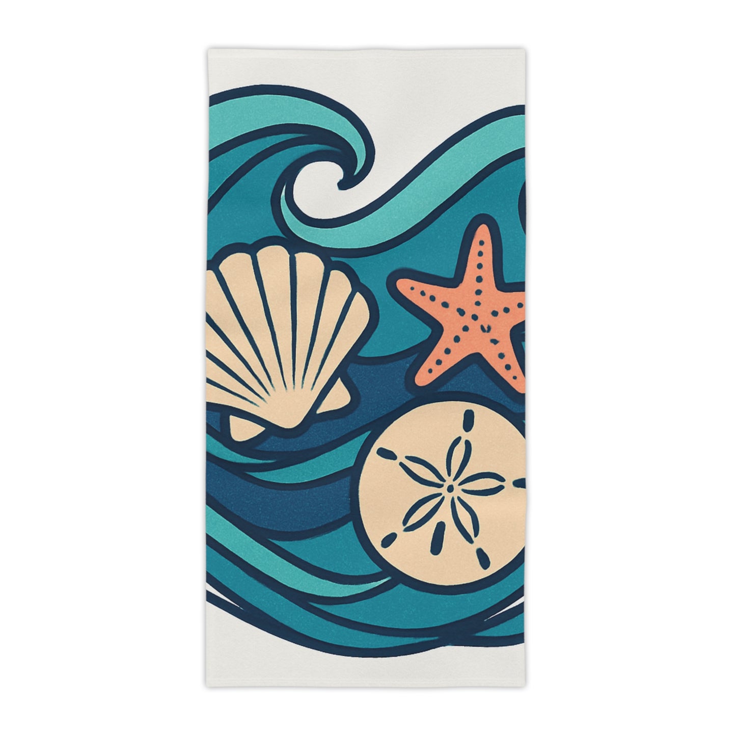 Coastal Beach Towels with Sea Shells and Starfish Design | Perfect for Summer, Pool Days, Gifts, Beach Vacations, Home Decor