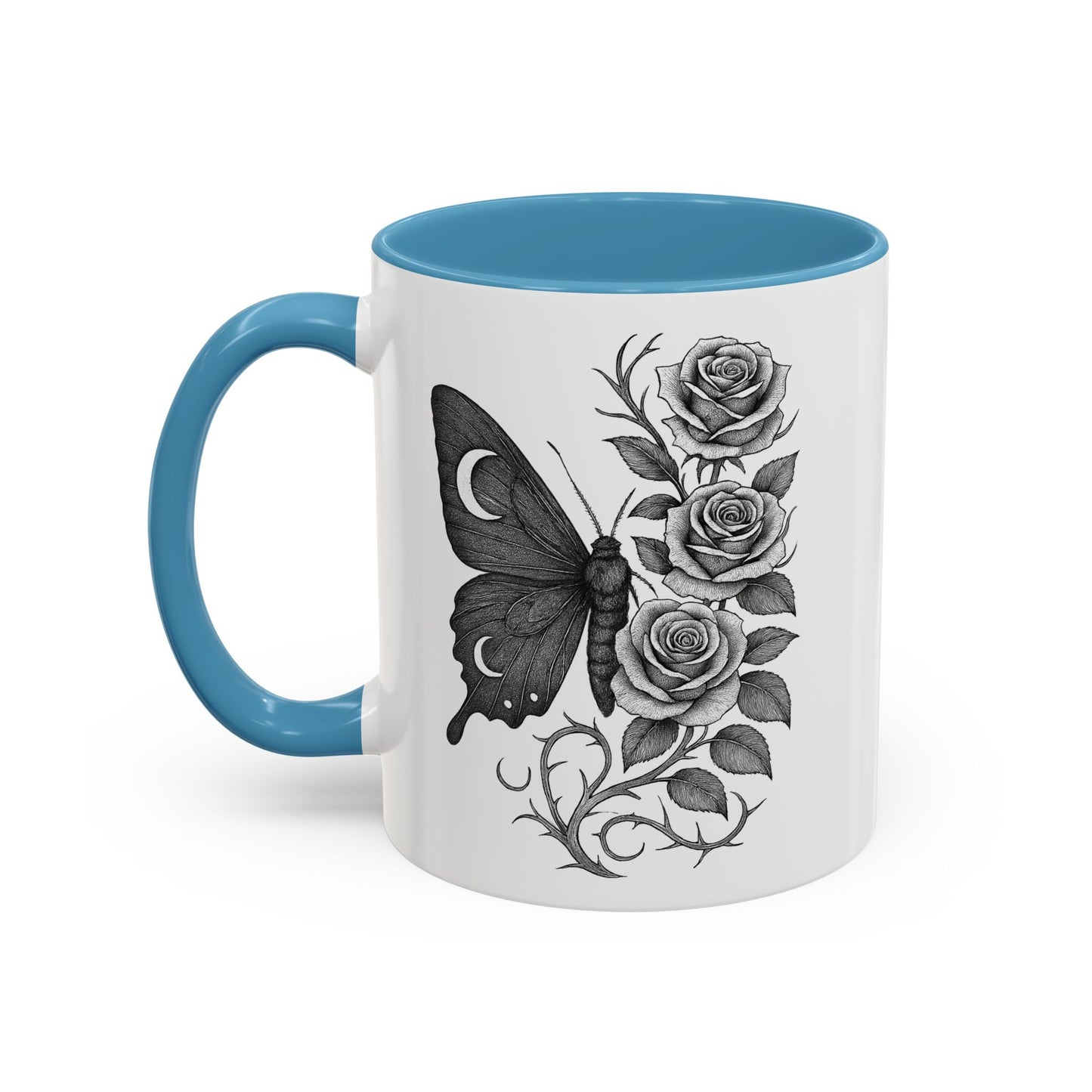 Elegant Floral Butterfly Mug. Black & White Coffee Cup. Home Decor, Gift for Her, Cater to Plant Lovers, Birthday, Everyday Use