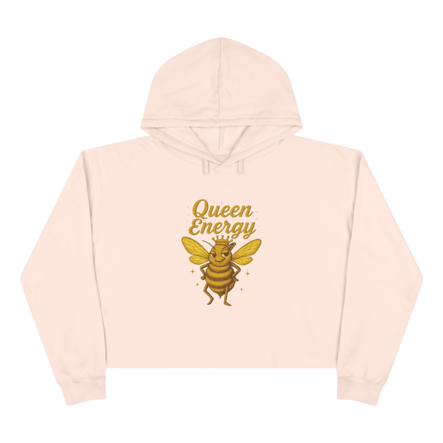 Queen Energy Crop Hoodie, Empowering Streetwear, Bee Inspired Apparel, Perfect for Gifts, Fashion Forward, Casual Style