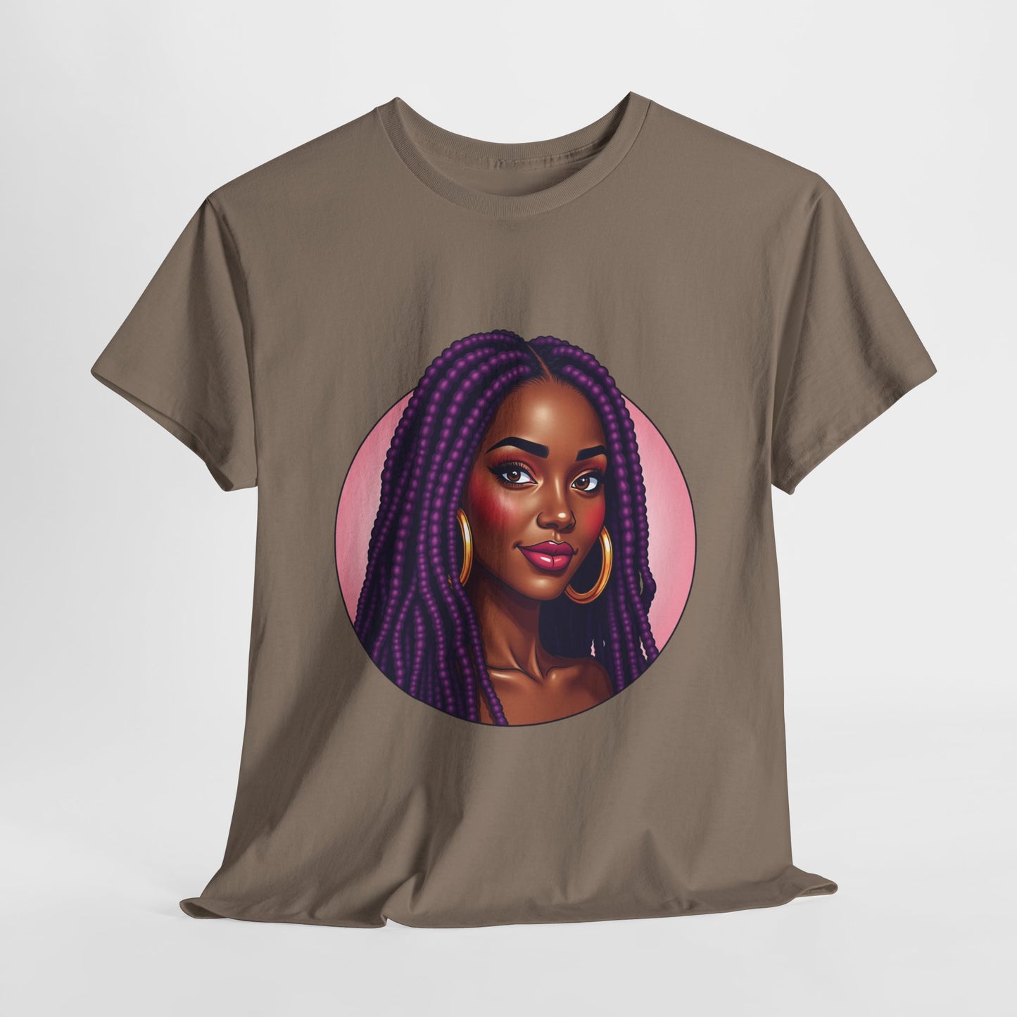 Purple Beauty T-Shirt Casual Wear Gift for Locs Lovers Afro Hair Black American African Girl T-shirt
