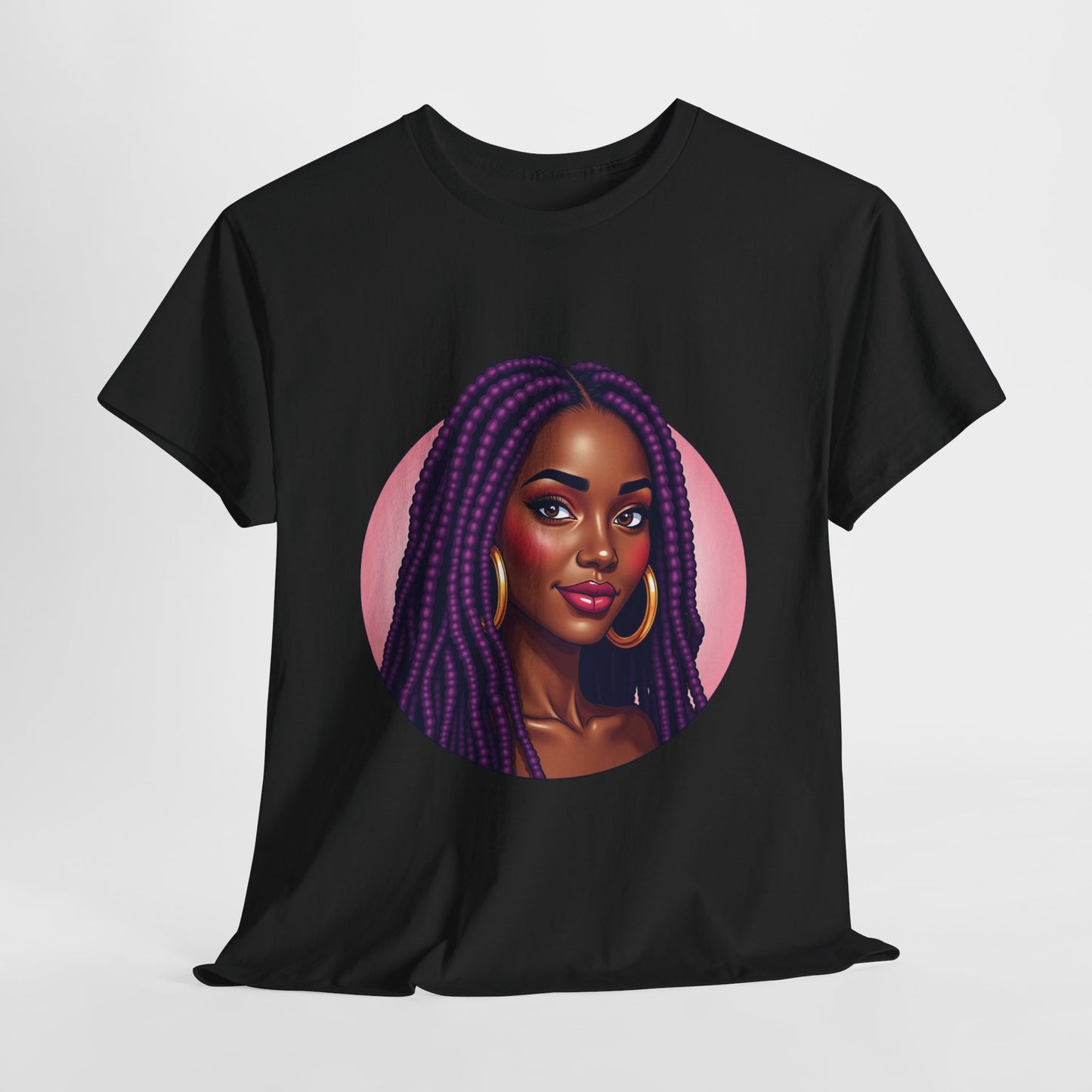 Purple Beauty T-Shirt Casual Wear Gift for Locs Lovers Afro Hair Black American African Girl T-shirt