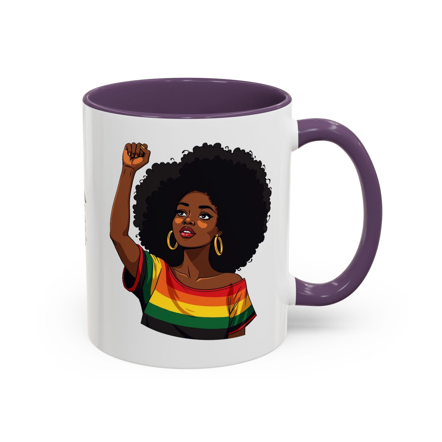 Empowered Black Woman Personalized Coffee Mug. Afro Hair Black American African Girl