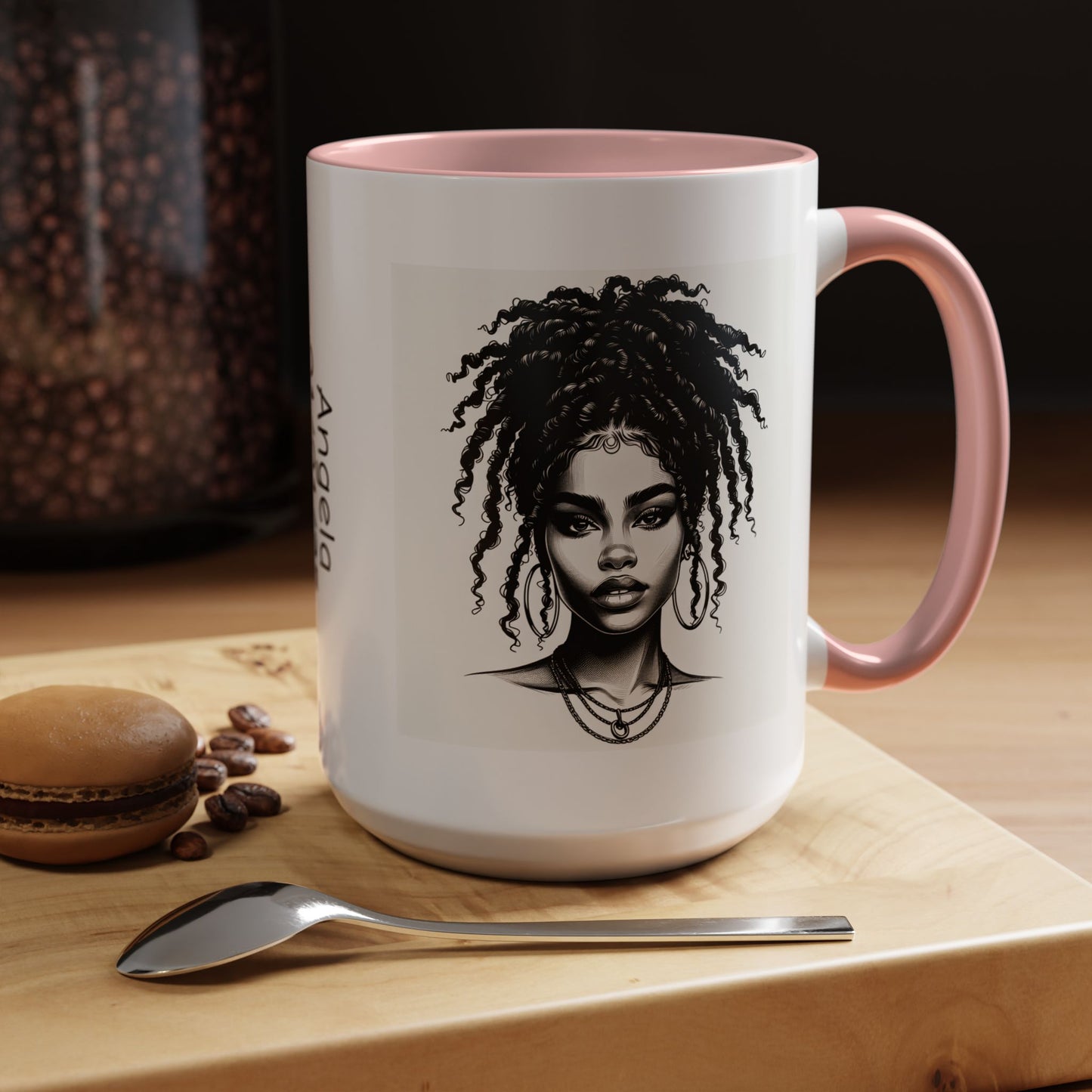 Messy Bun Personalized Coffee Mug, Gift for Coffee Lovers, Afro Hair Black American African Girl