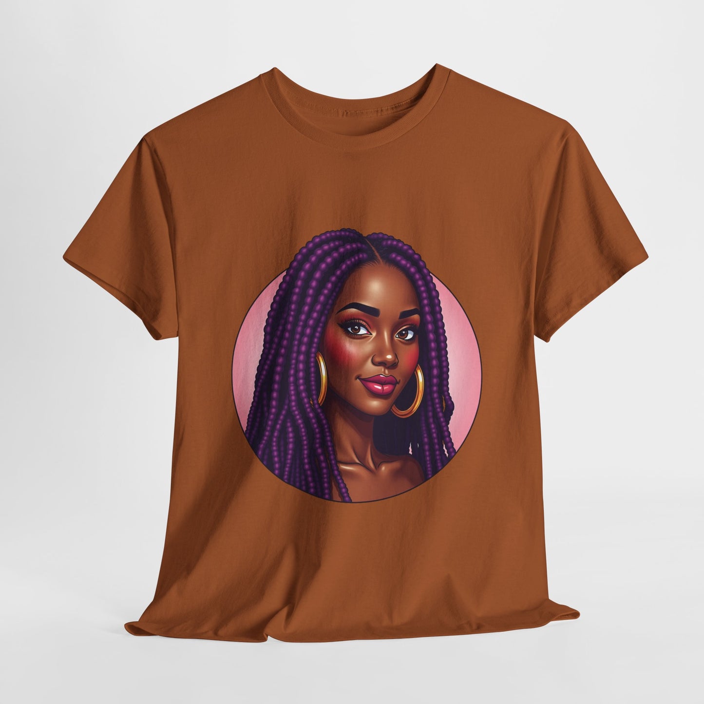 Purple Beauty T-Shirt Casual Wear Gift for Locs Lovers Afro Hair Black American African Girl T-shirt