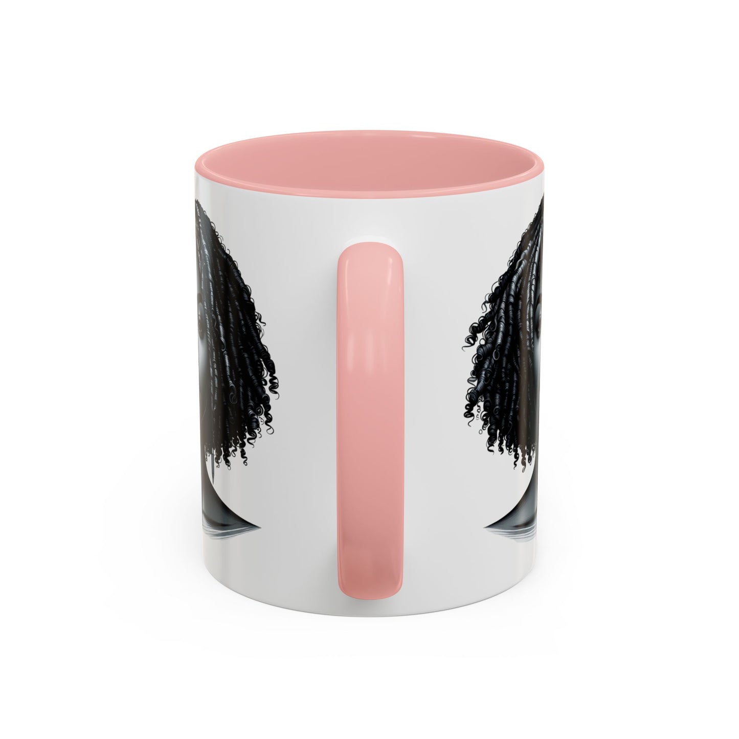 Elegant Black Woman Accent Coffee Mug. Afrocentric Gift for Coffee Lovers, Afro Hair Black American African Girl