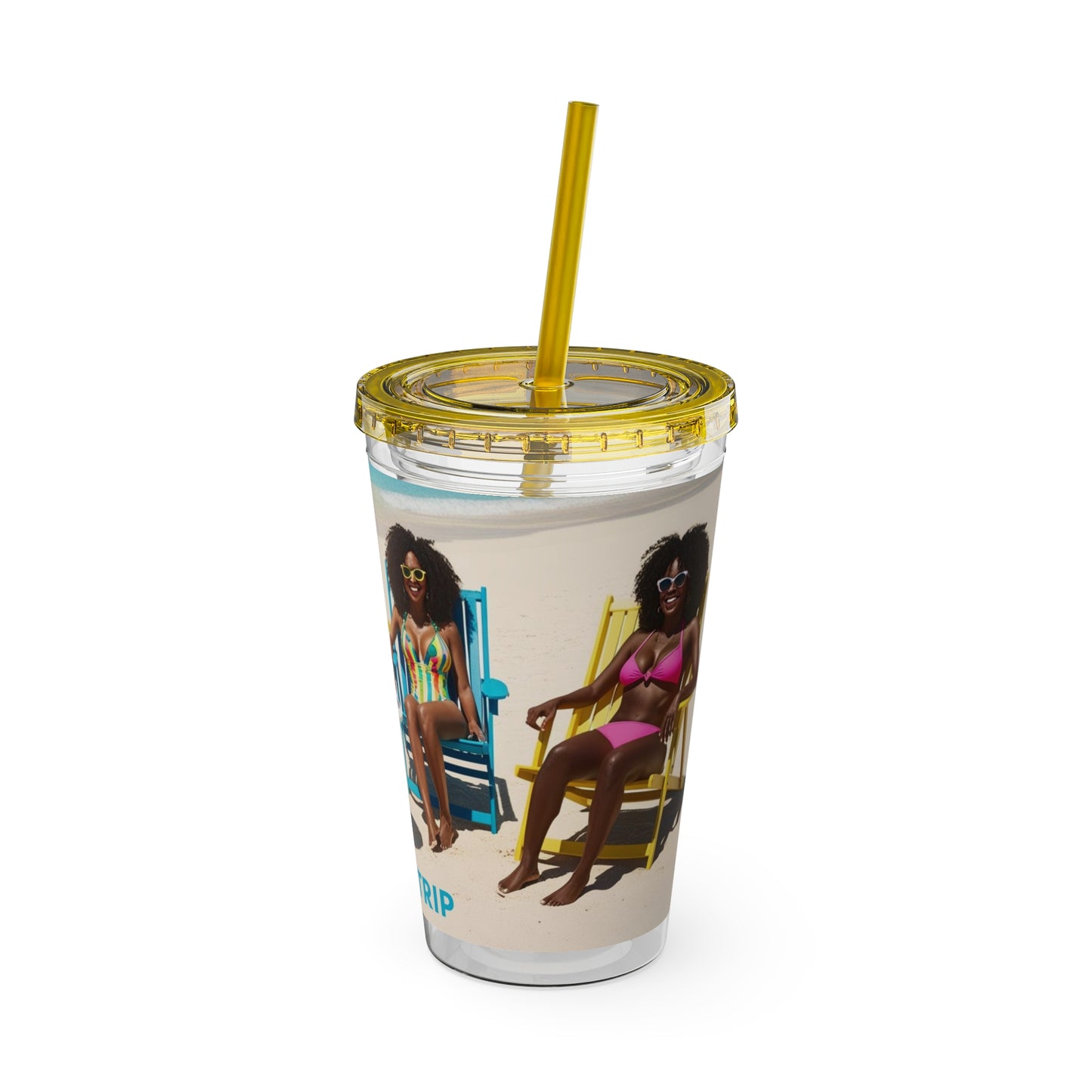 Girls Trip Tumbler with Straw - 16oz Summer Travel Cup