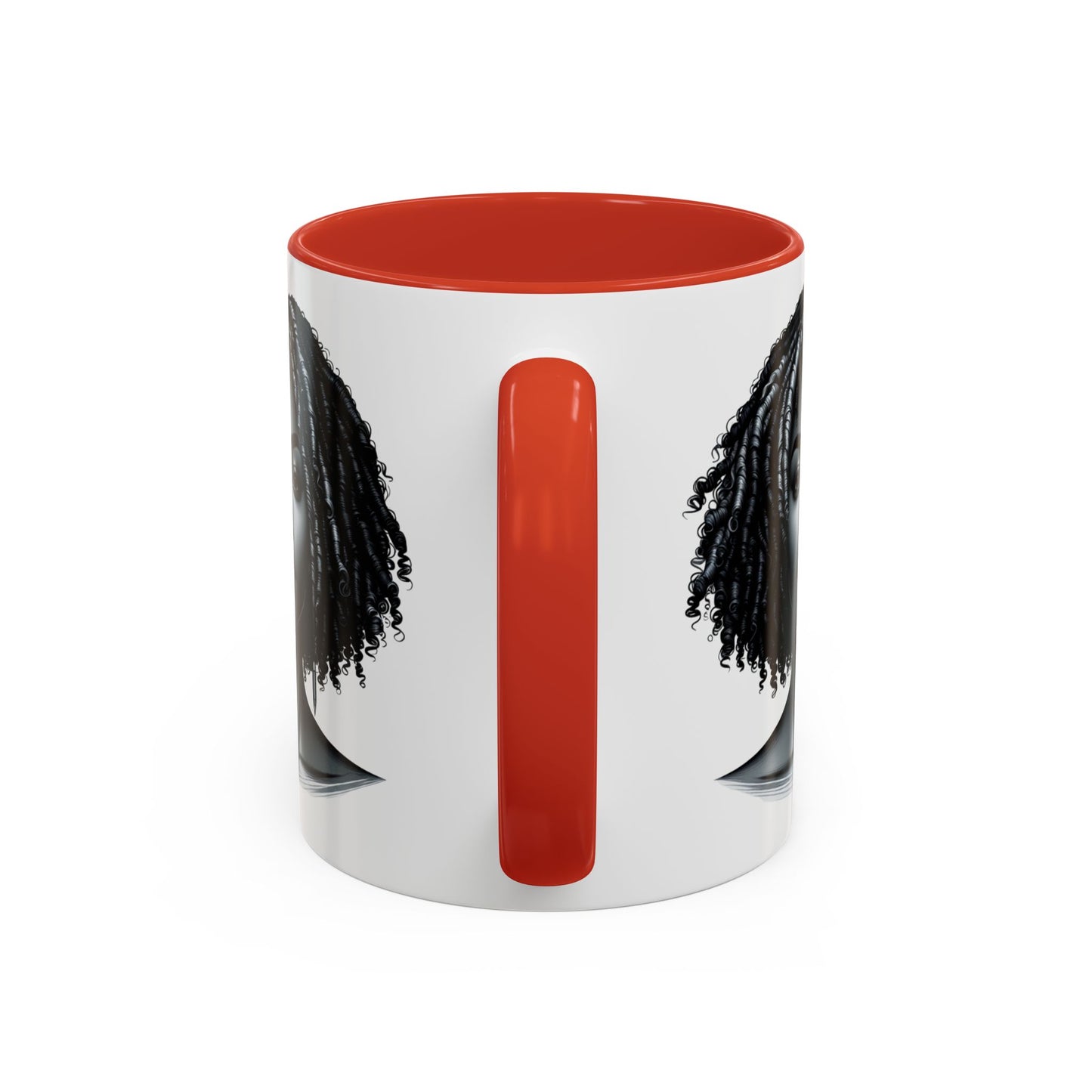 Elegant Black Woman Accent Coffee Mug. Afrocentric Gift for Coffee Lovers, Afro Hair Black American African Girl