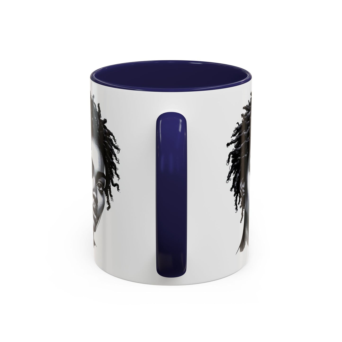 Afrocentric Accent Coffee Mug, Artistic Mug for Home, Unique Gift for Her, Afro Hair Black American African Girl