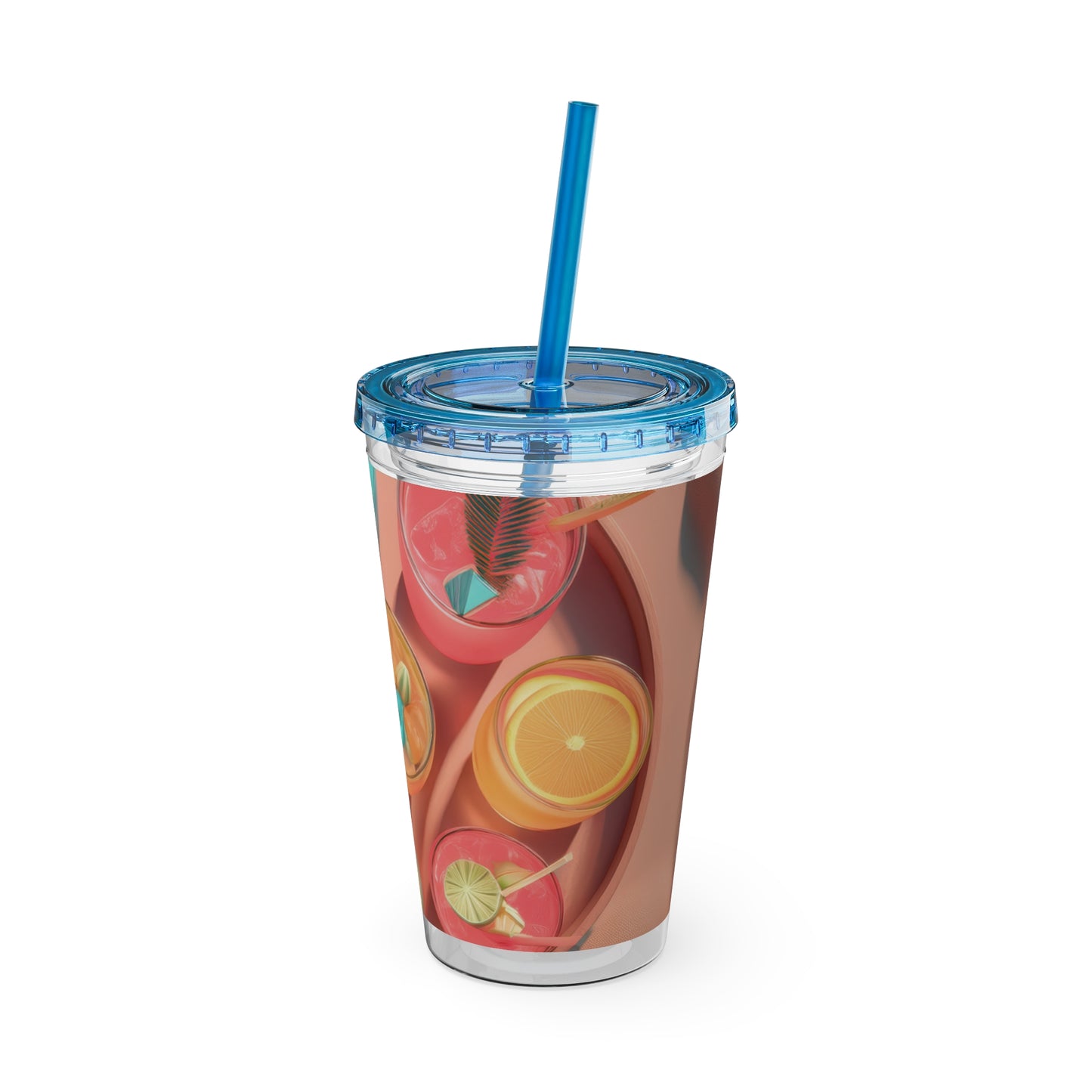 Colorful Sunsplash Tumbler with Straw, Drinkware for Summer, Travel Mug, Gift for Beach Lovers, Reusable Cup, Hydration Essential