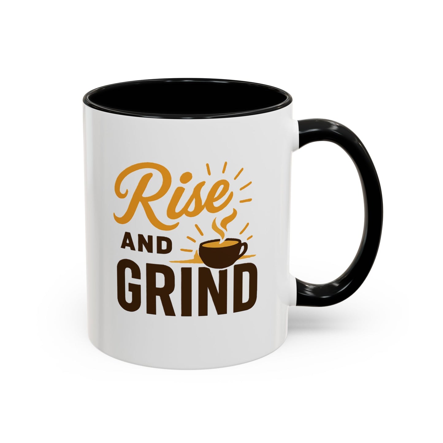 Coffee Lover's Motivational Mug | Rise and Grind for a Perfect Start, Gift for Baristas, Cozy Mornings, Home Office Decor, 11 & 15oz