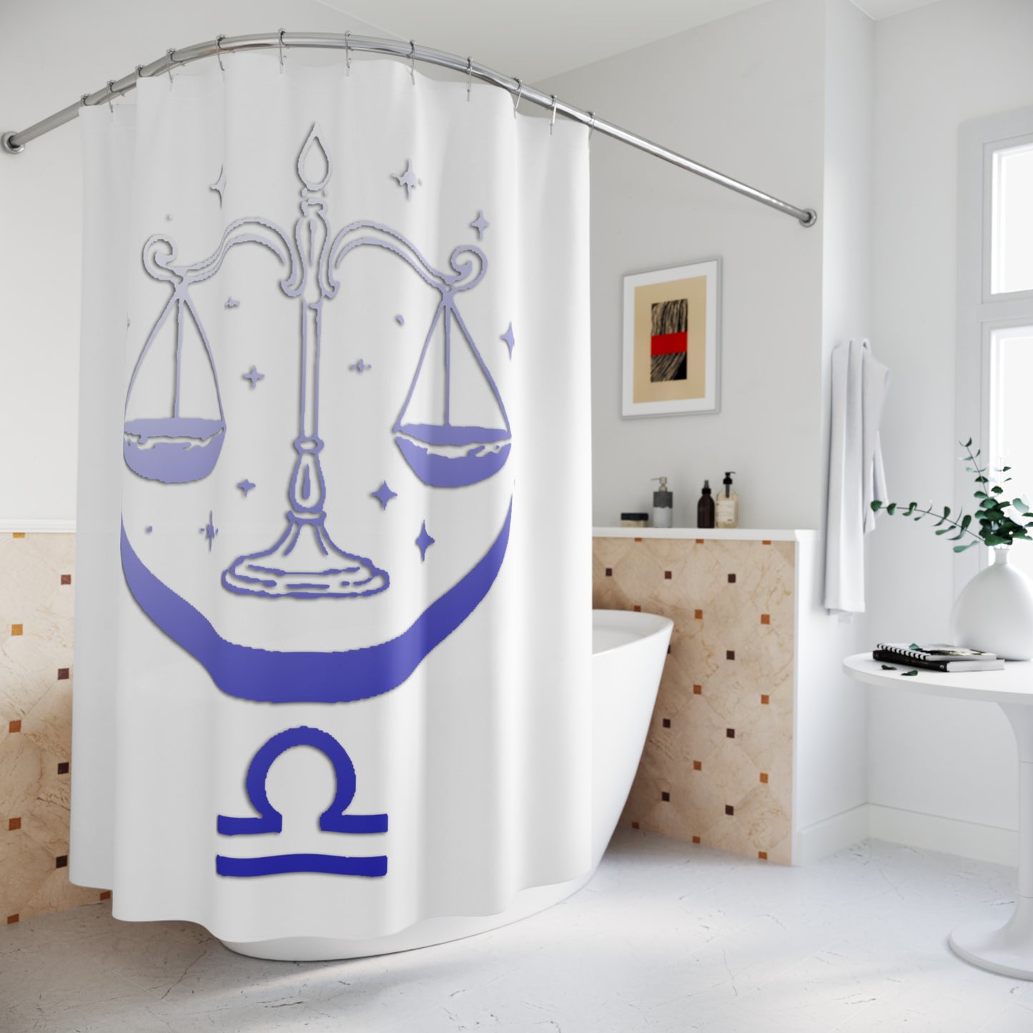 Libra Scale Design Shower Curtain. Zodiac Gift, Bathroom Decor, Astrology Gift, Celestial Home, Libra Decor