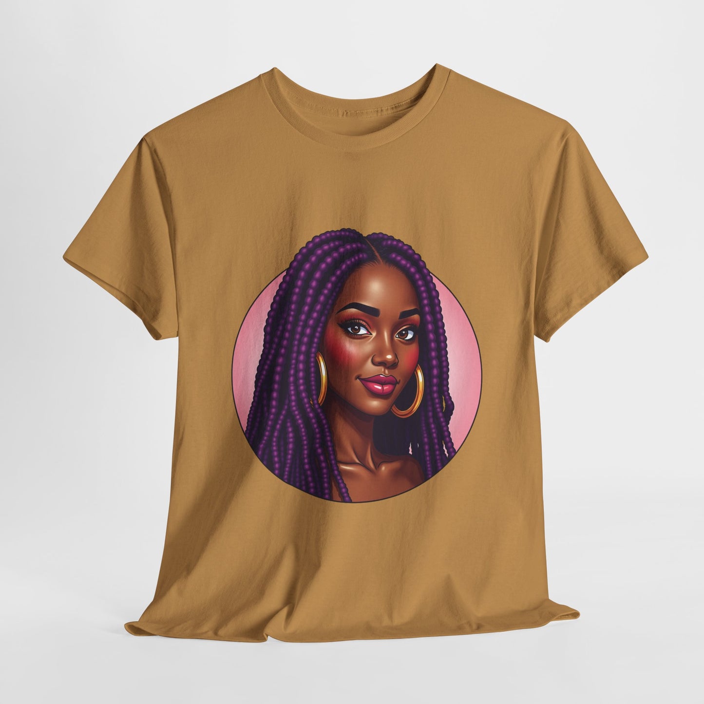 Purple Beauty T-Shirt Casual Wear Gift for Locs Lovers Afro Hair Black American African Girl T-shirt