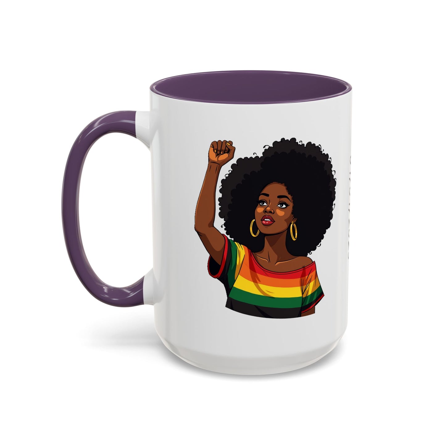 Empowered Black Woman Personalized Coffee Mug. Afro Hair Black American African Girl