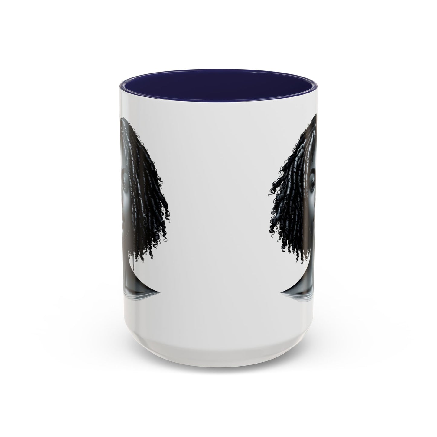 Elegant Black Woman Accent Coffee Mug. Afrocentric Gift for Coffee Lovers, Afro Hair Black American African Girl