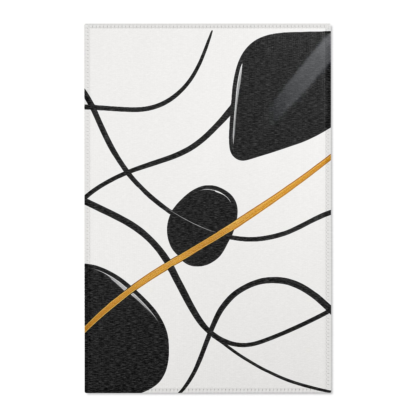 Modern Abstract Area Rug, Minimalist Home Decor, Living Room Mat, Boho Style Rug, Black and White Design