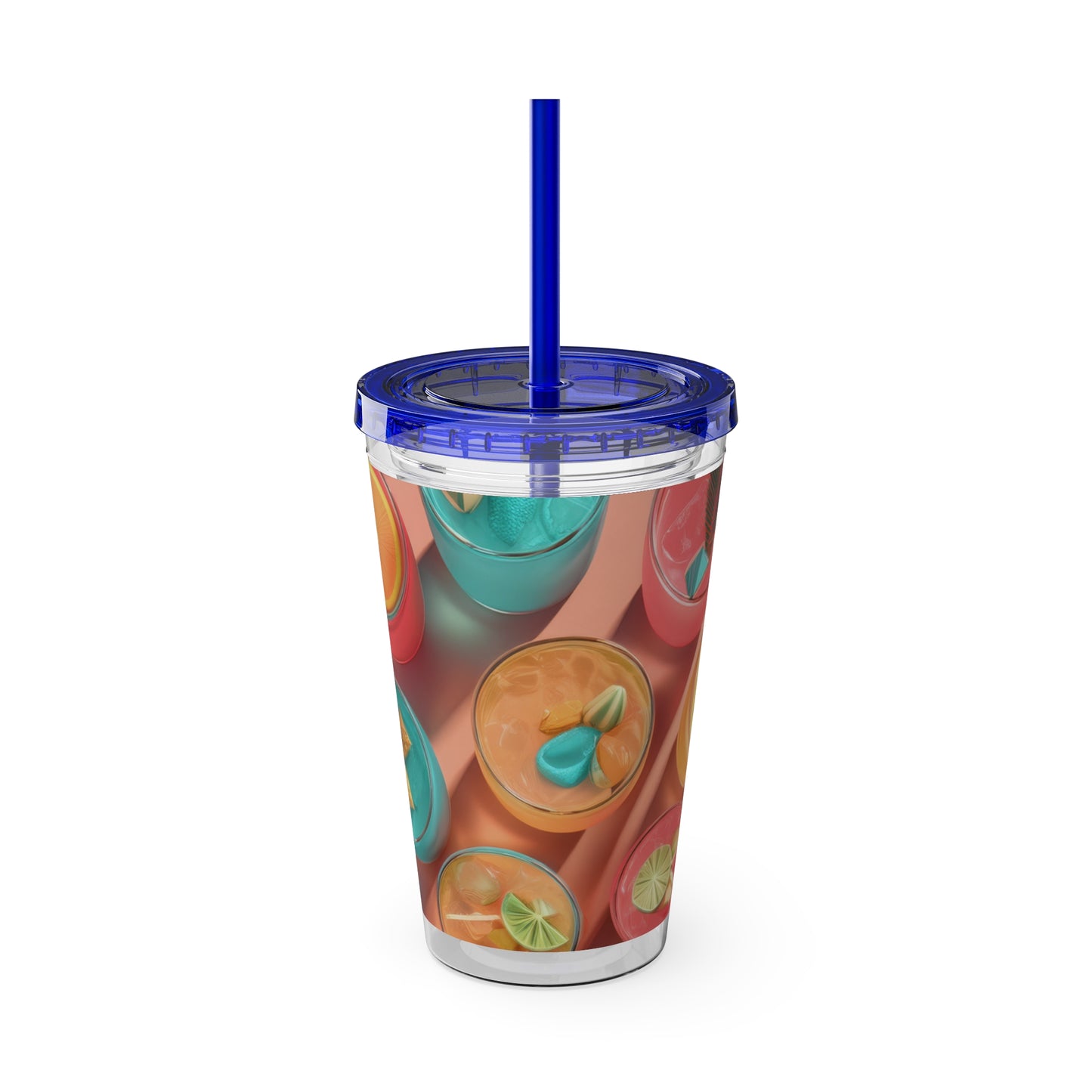 Colorful Sunsplash Tumbler with Straw, Drinkware for Summer, Travel Mug, Gift for Beach Lovers, Reusable Cup, Hydration Essential