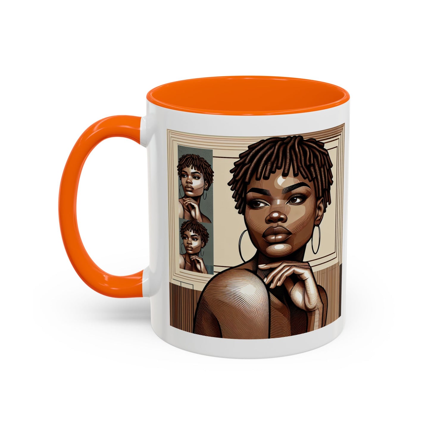 Elegant Art Coffee Mug, Unique Mug Gift, Black Girl Coffee Cup, Afrocentric Accent Mug