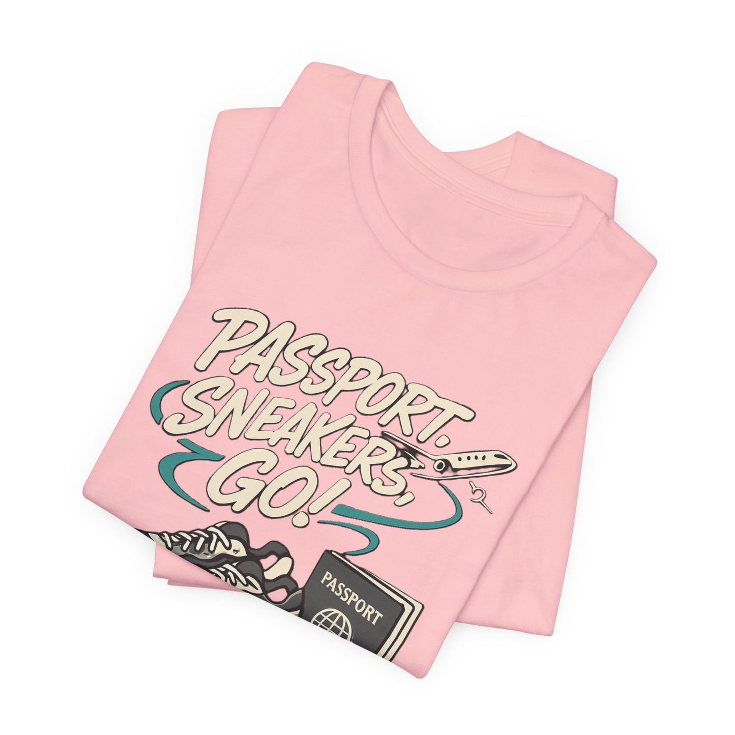 Passport Sneakers Unisex Tee, Travel T-Shirt, Vacation Shirt, Gift for Travelers, Adventure Clothing