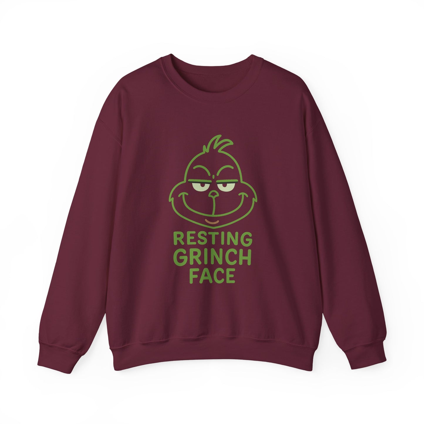 Resting Grinch Face Sweatshirt, Cozy Holiday Crewneck for Christmas, Funny Gift for Grinch Lovers, Winter Wardrobe Essential, Kids & Adults