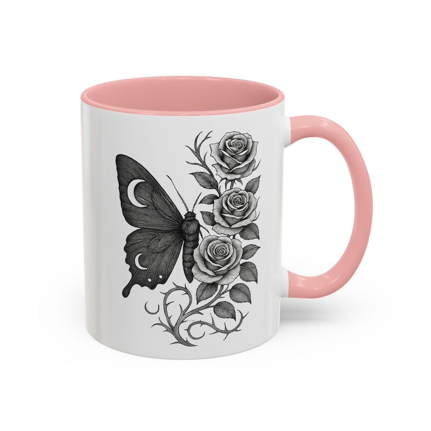 Elegant Floral Butterfly Mug. Black & White Coffee Cup. Home Decor, Gift for Her, Cater to Plant Lovers, Birthday, Everyday Use