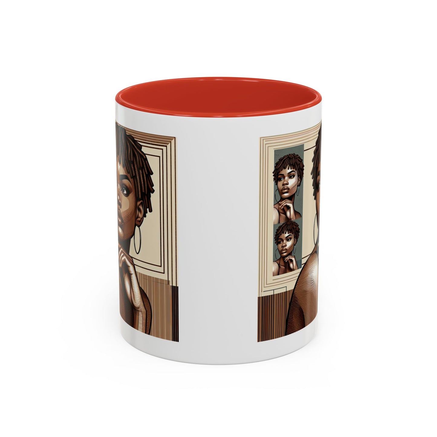 Elegant Art Coffee Mug, Unique Mug Gift, Black Girl Coffee Cup, Afrocentric Accent Mug