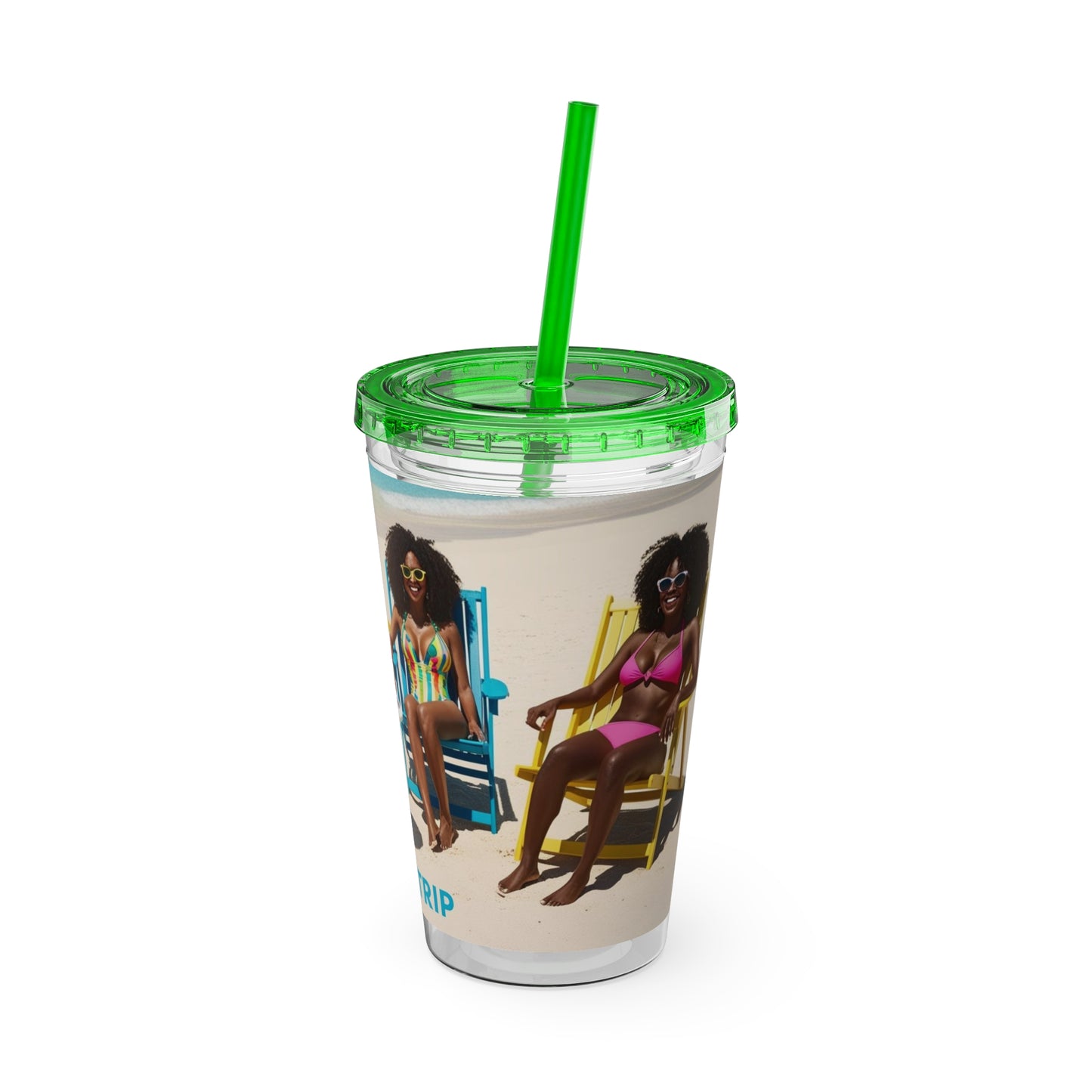 Girls Trip Tumbler with Straw - 16oz Summer Travel Cup