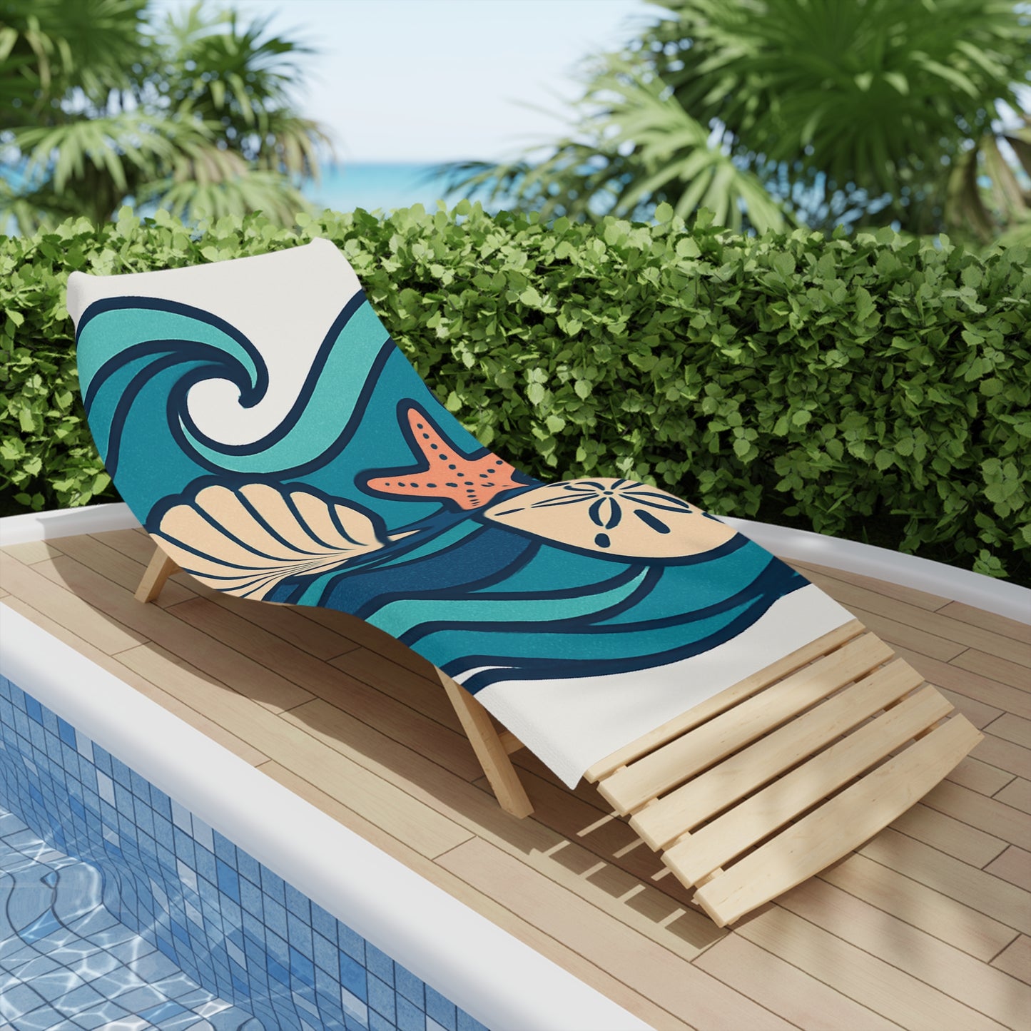 Coastal Beach Towels with Sea Shells and Starfish Design | Perfect for Summer, Pool Days, Gifts, Beach Vacations, Home Decor