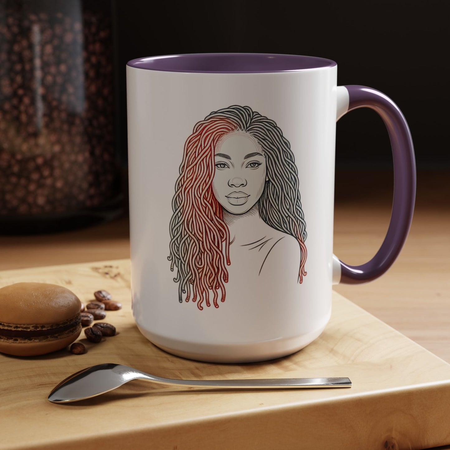 Artistic Accent Coffee Mug. Afrocentric Gift Afro Hair Black American African Girl