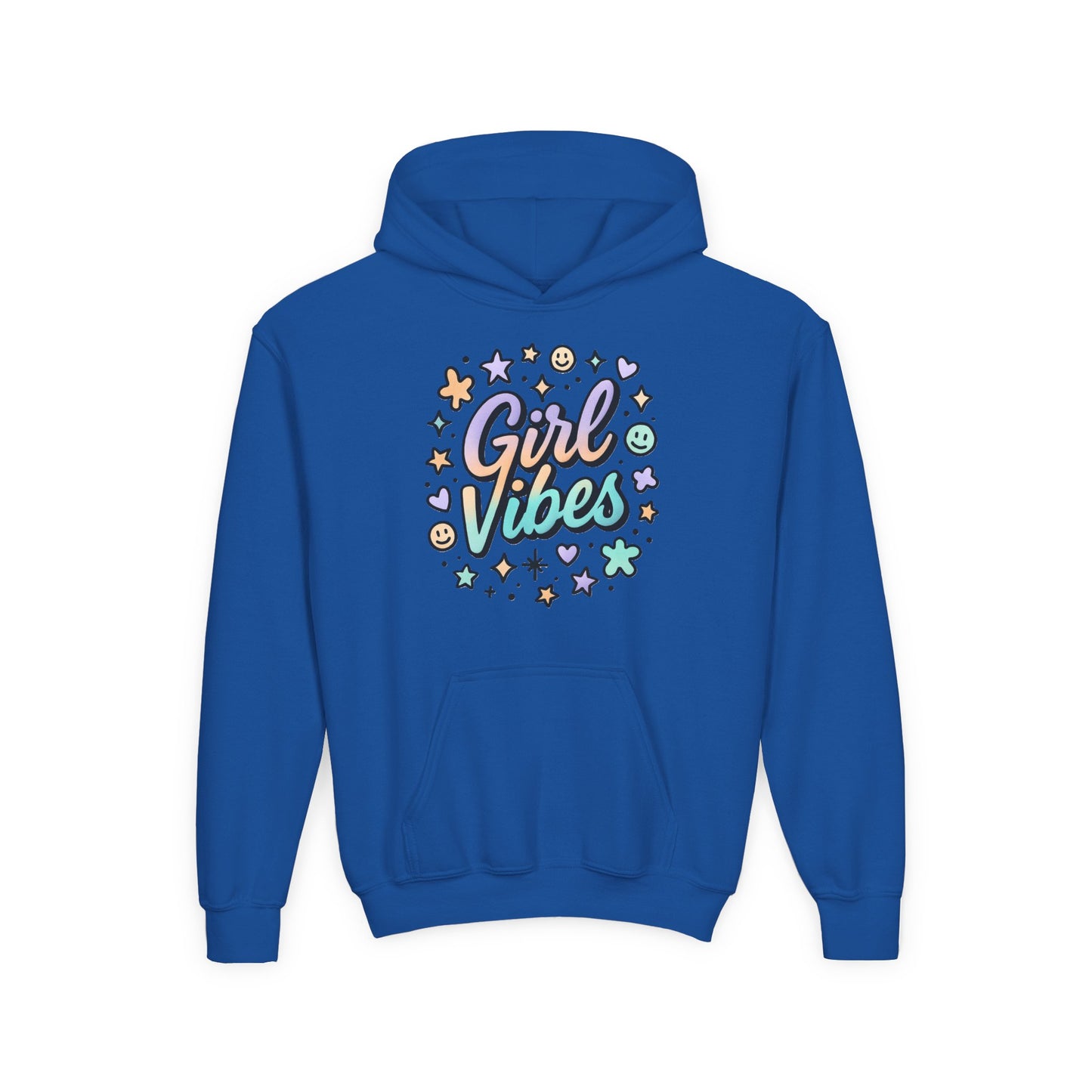 Youth Hoodie with 'Girl Vibes' Design, Trendy Pullover for Teens, Perfect Gift for Birthdays, Casual Wear, and Everyday Comfort