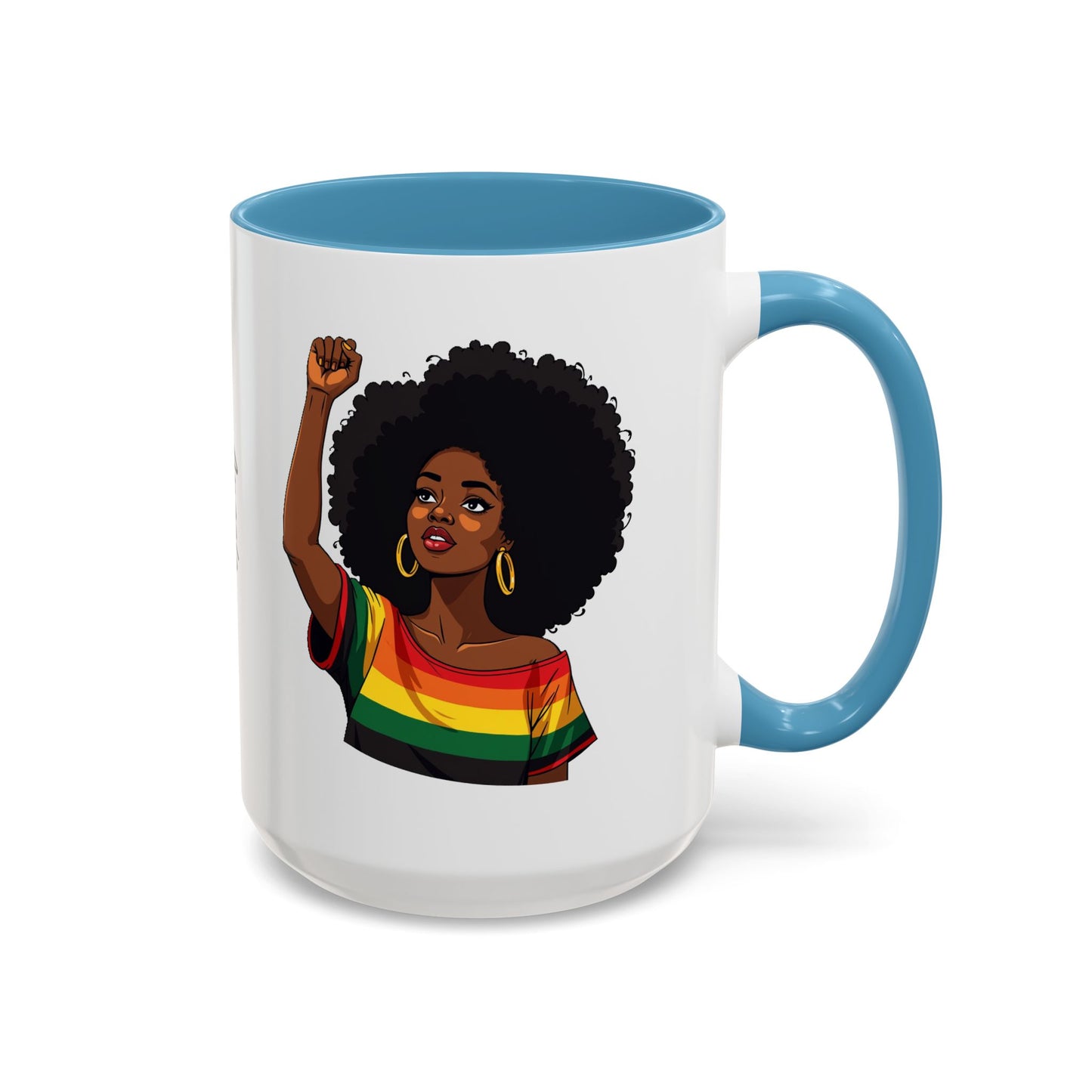 Empowered Black Woman Personalized Coffee Mug. Afro Hair Black American African Girl