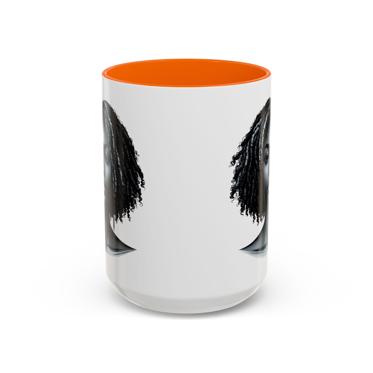 Elegant Black Woman Accent Coffee Mug. Afrocentric Gift for Coffee Lovers, Afro Hair Black American African Girl