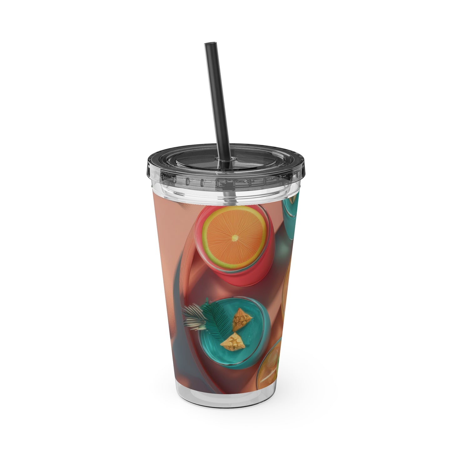 Colorful Sunsplash Tumbler with Straw, Drinkware for Summer, Travel Mug, Gift for Beach Lovers, Reusable Cup, Hydration Essential