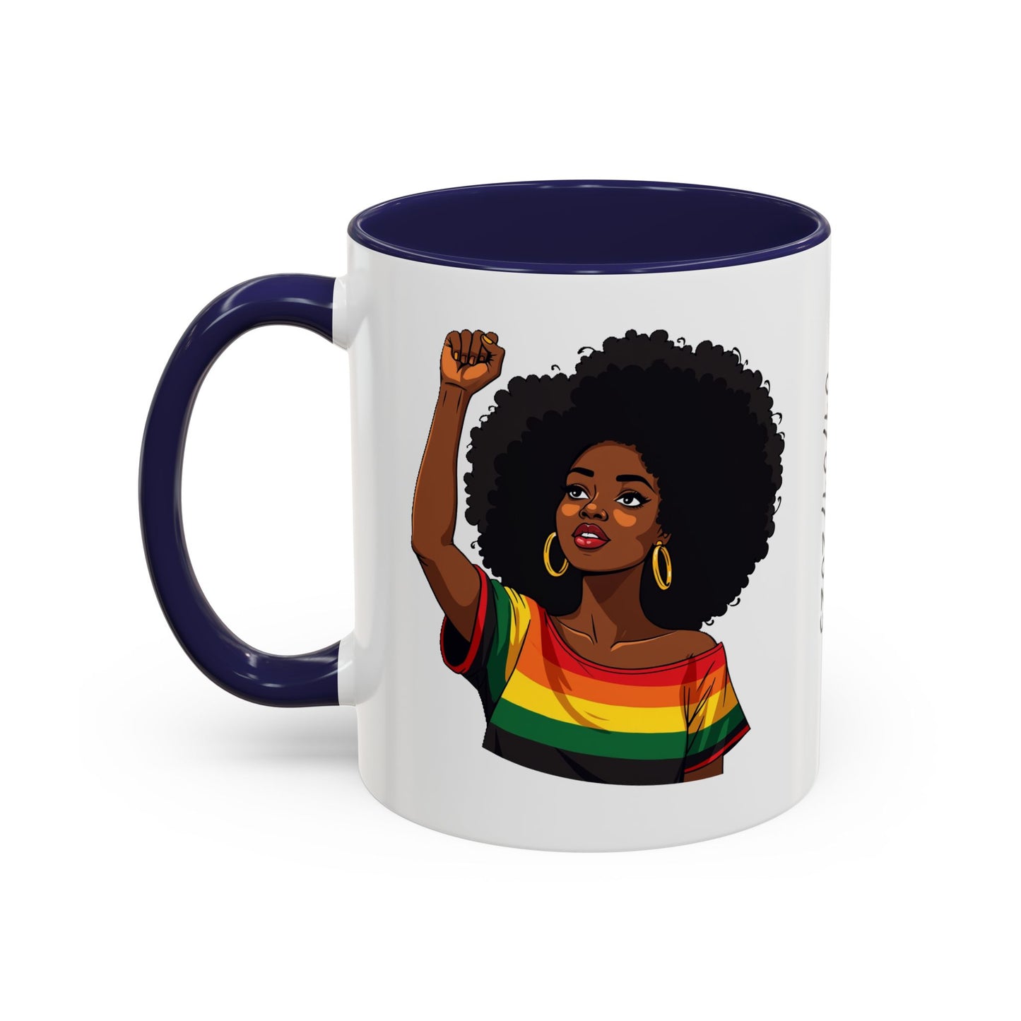 Empowered Black Woman Personalized Coffee Mug. Afro Hair Black American African Girl
