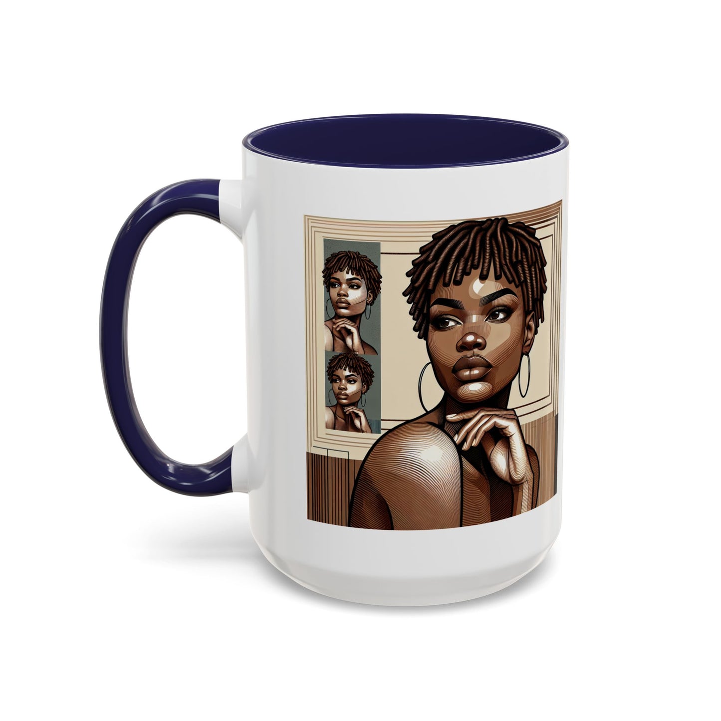 Elegant Art Coffee Mug, Unique Mug Gift, Black Girl Coffee Cup, Afrocentric Accent Mug