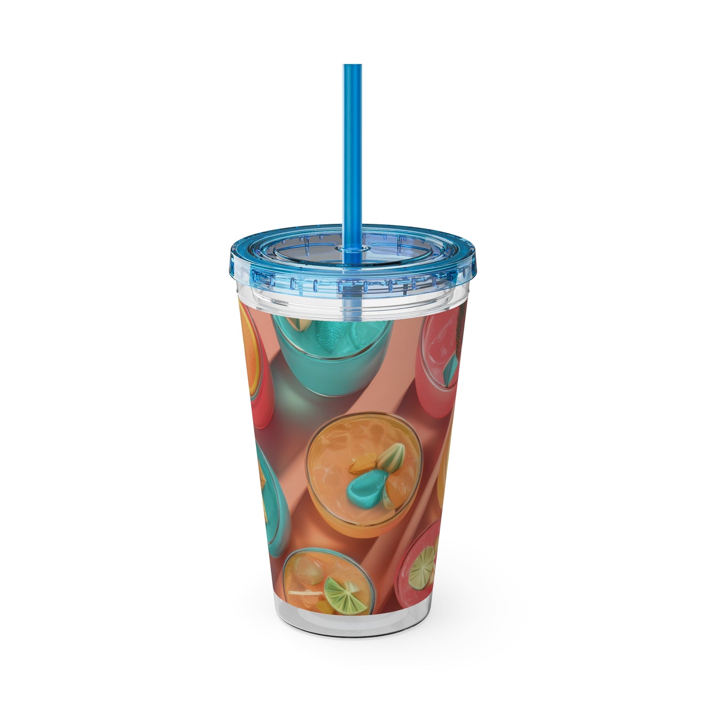 Colorful Sunsplash Tumbler with Straw, Drinkware for Summer, Travel Mug, Gift for Beach Lovers, Reusable Cup, Hydration Essential