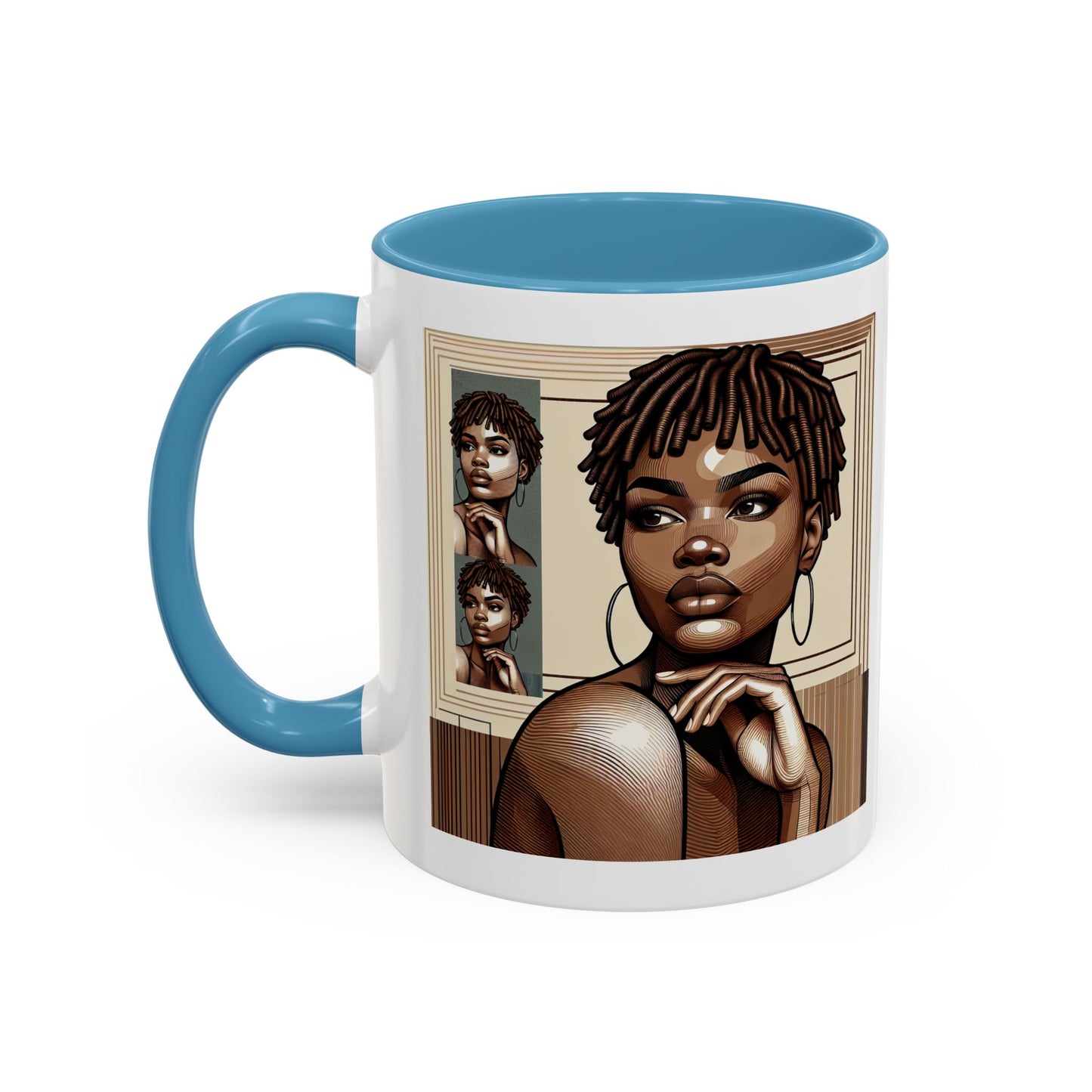 Elegant Art Coffee Mug, Unique Mug Gift, Black Girl Coffee Cup, Afrocentric Accent Mug
