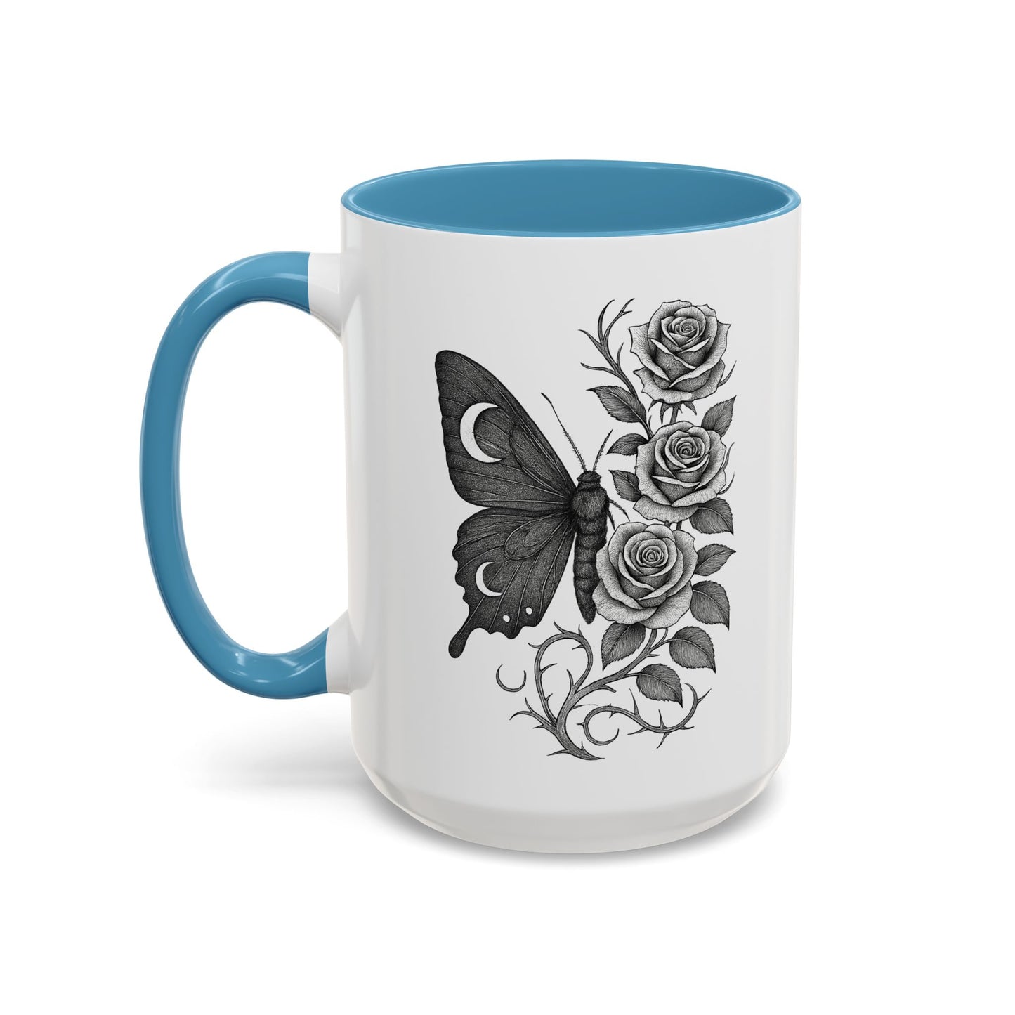 Elegant Floral Butterfly Mug. Black & White Coffee Cup. Home Decor, Gift for Her, Cater to Plant Lovers, Birthday, Everyday Use