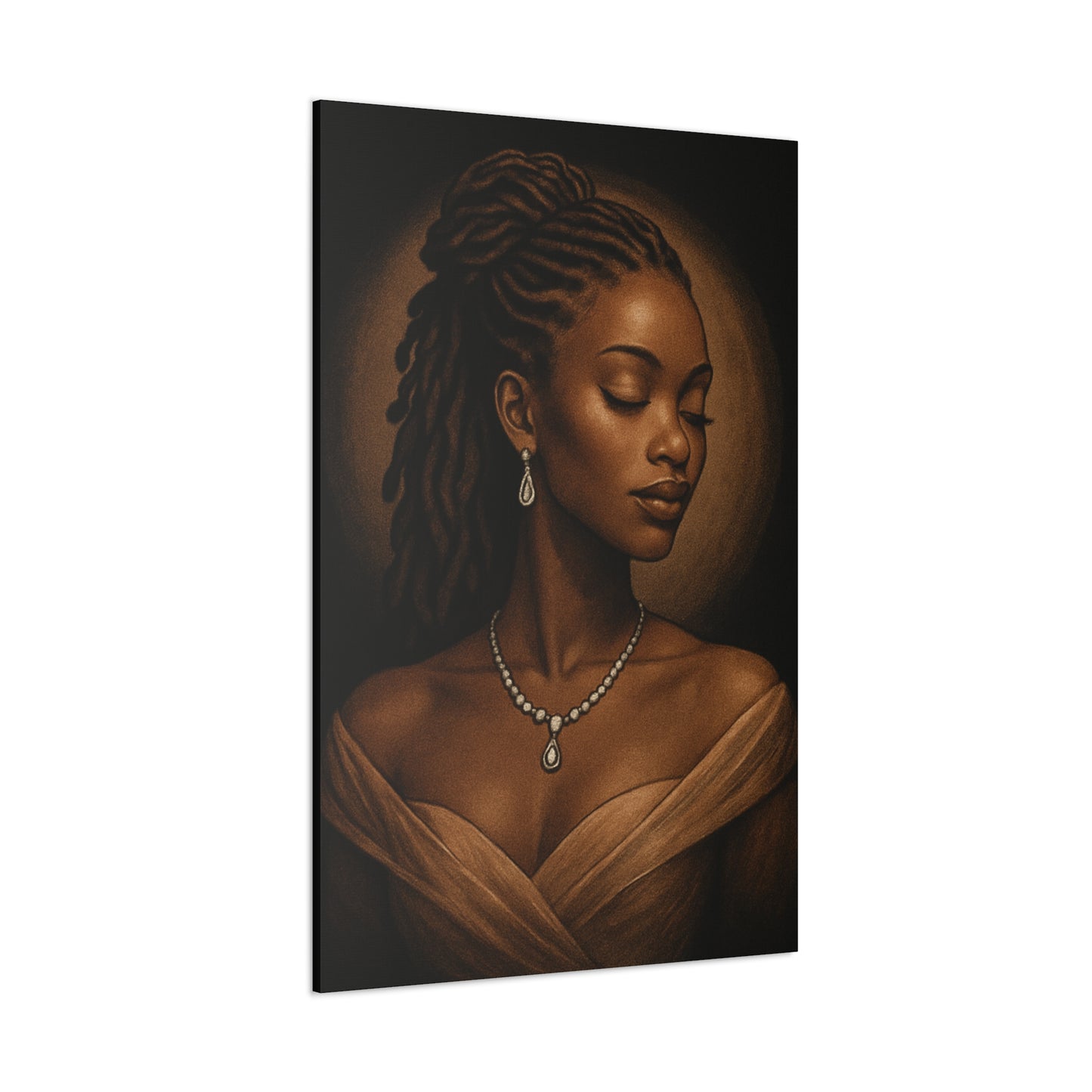 Elegant Wall Art Print, Black Woman Portrait, Home Decor, Inspirational Art, Gift for Her, Canvas Artwork