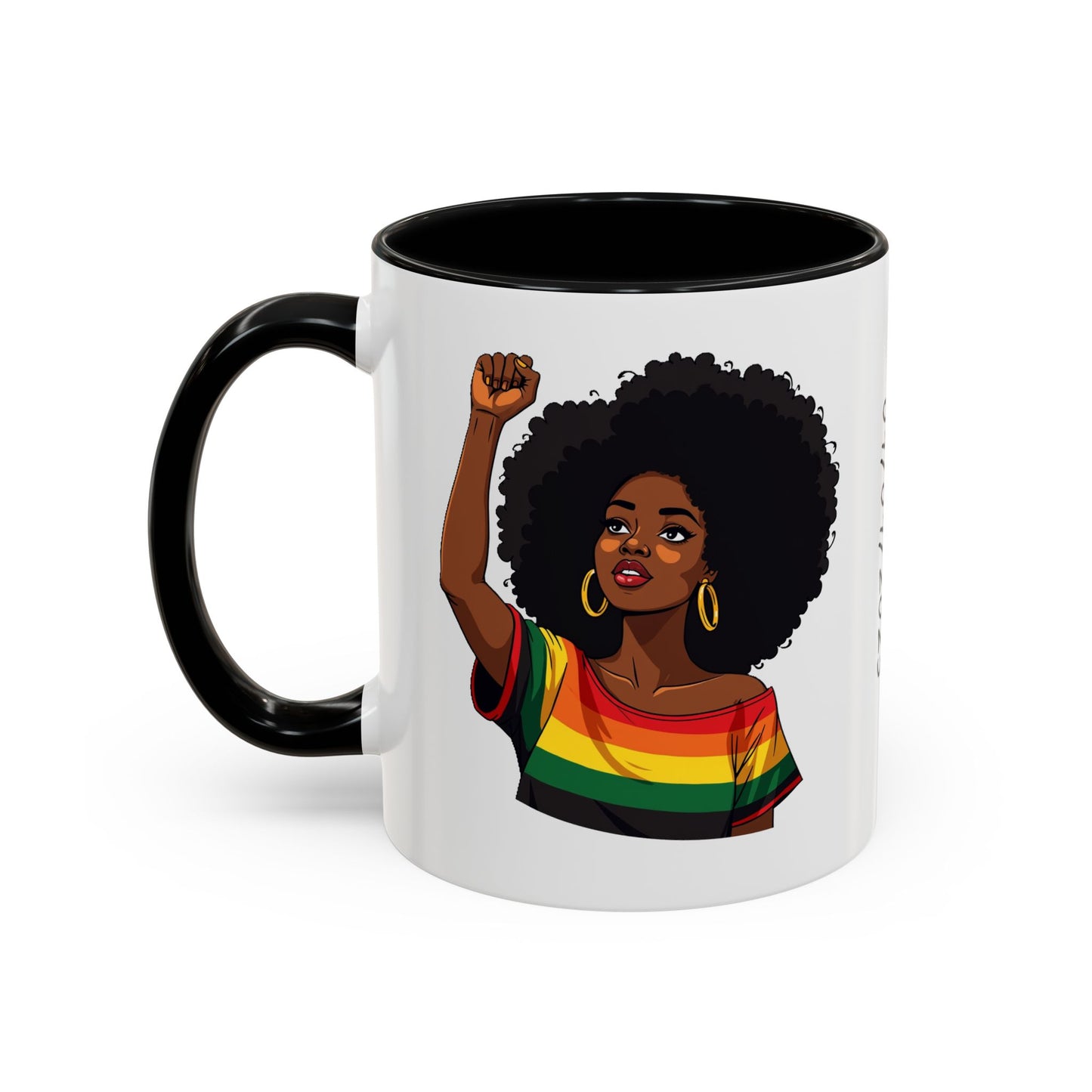 Empowered Black Woman Personalized Coffee Mug. Afro Hair Black American African Girl