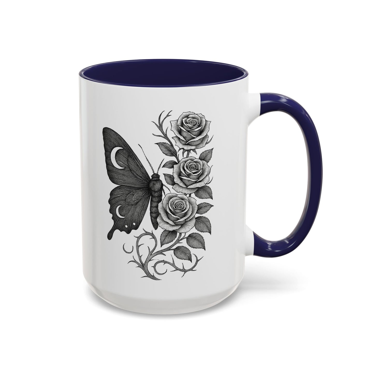 Elegant Floral Butterfly Mug. Black & White Coffee Cup. Home Decor, Gift for Her, Cater to Plant Lovers, Birthday, Everyday Use